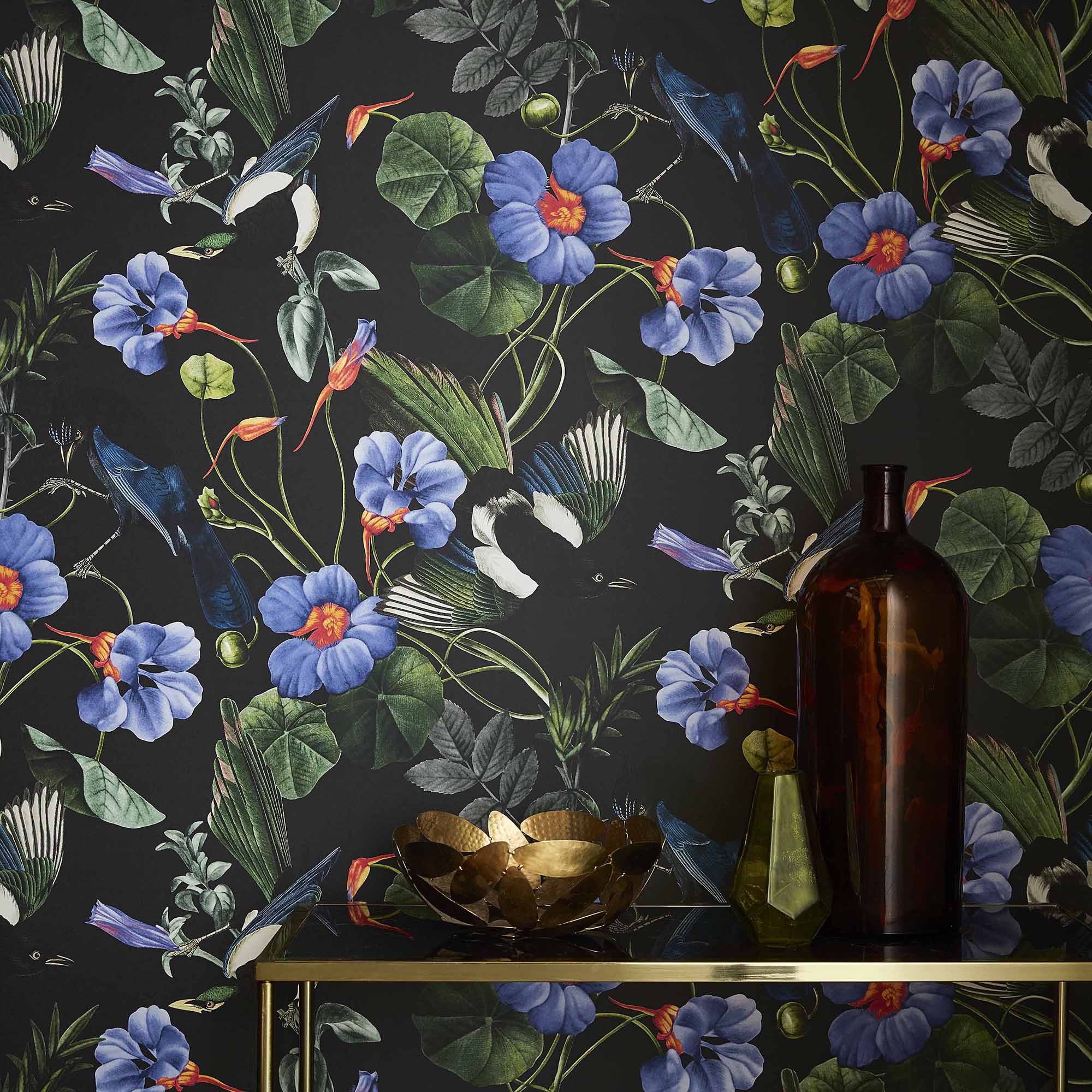 2000x2000 Graham & Brown Magpie Floral Wallpaper