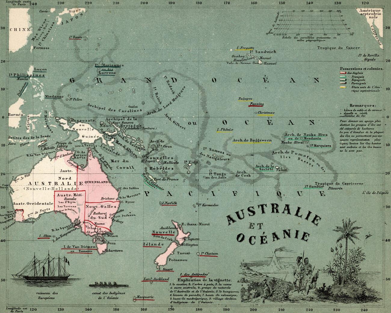 1300x1040 map of Australia and Oceania Wall Mural