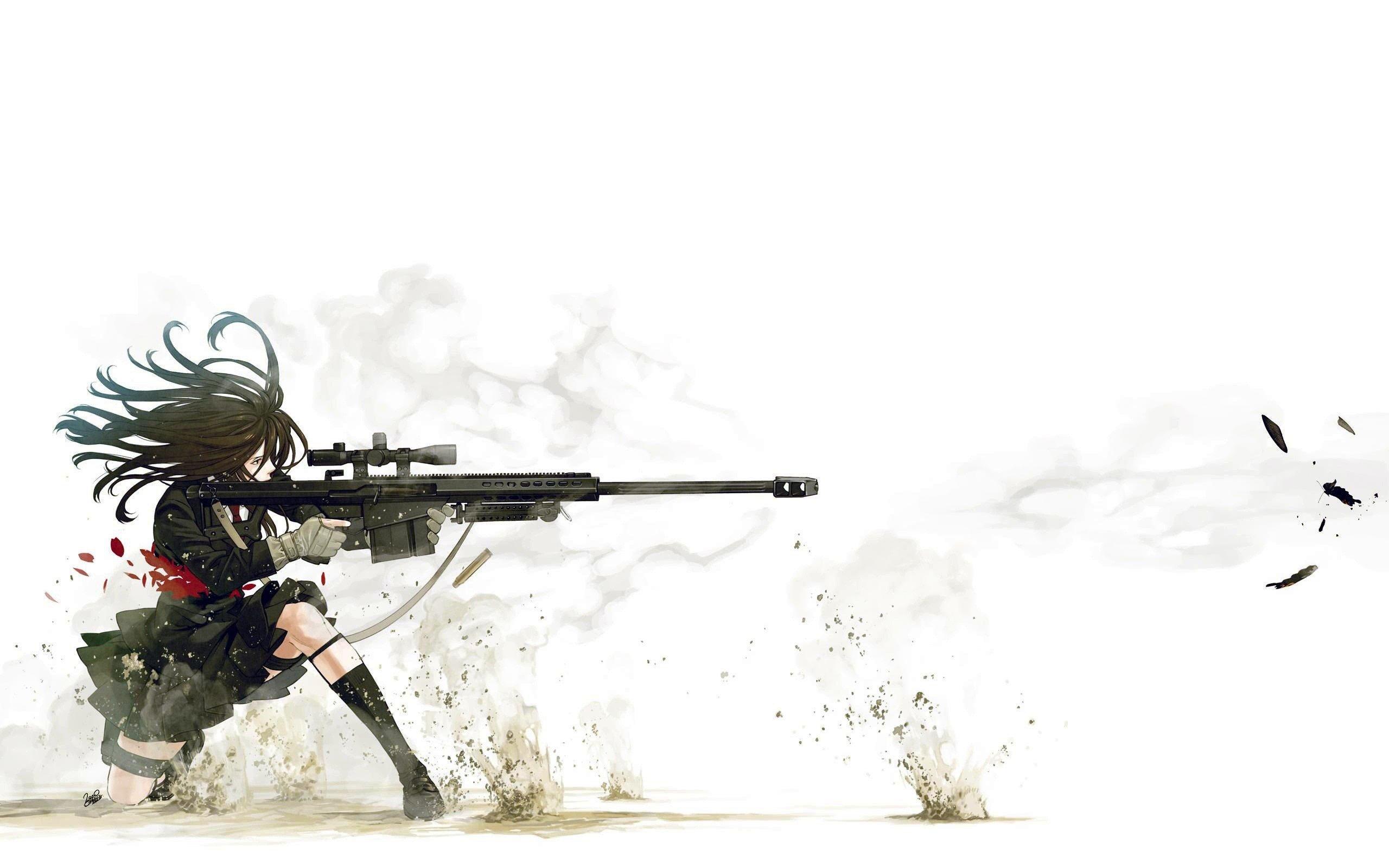2560x1600 School uniforms snipers anime action simple background Kozaki Yusuke