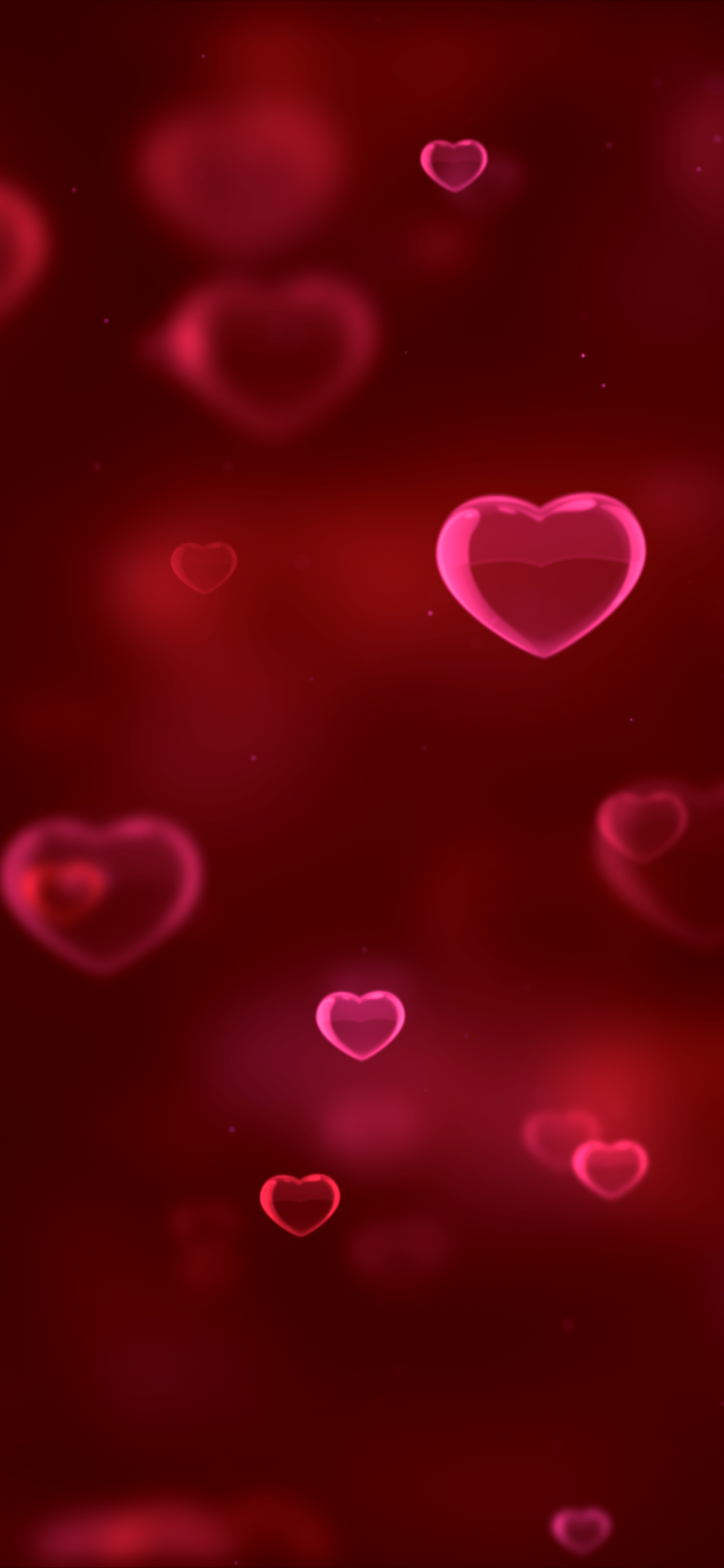 1242x2688 Red hearts Wallpaper 4K, Bokeh, Red background, Abstract