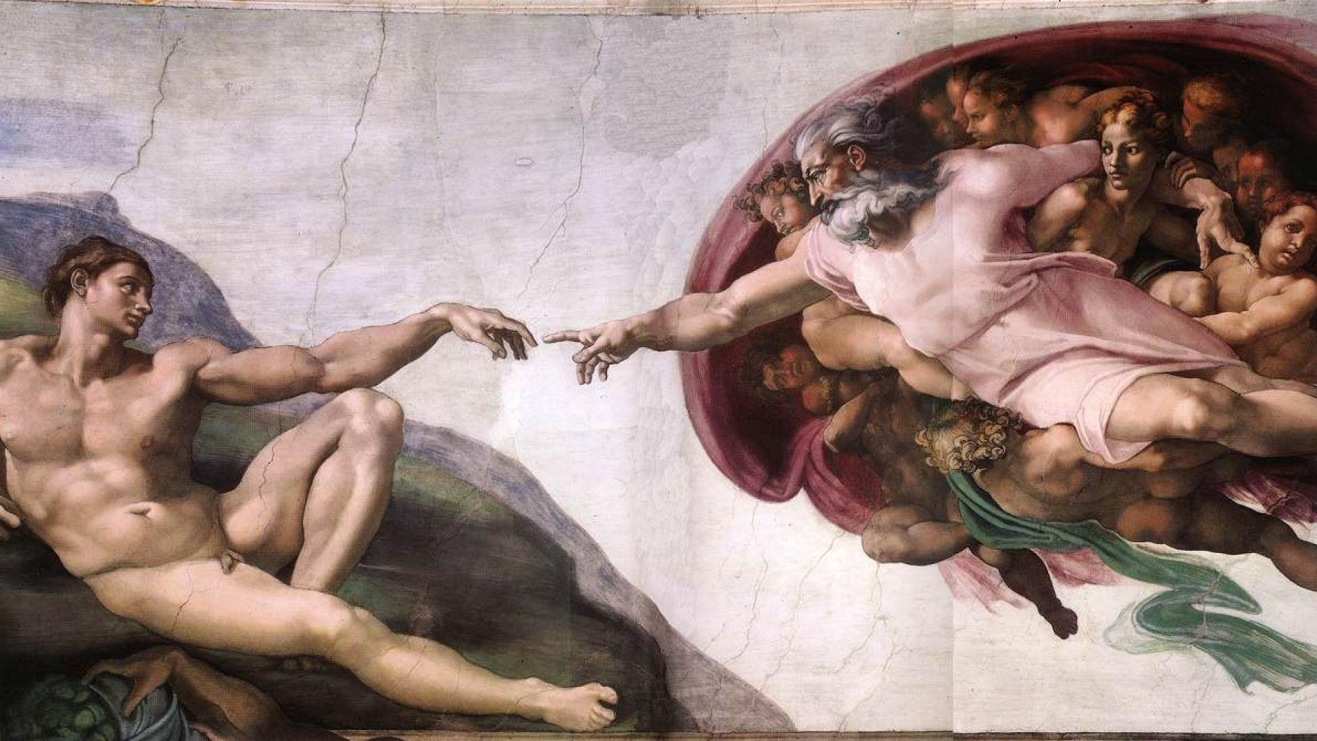 1920x1080 Hand Touching Painting Desktop Wallpaper
