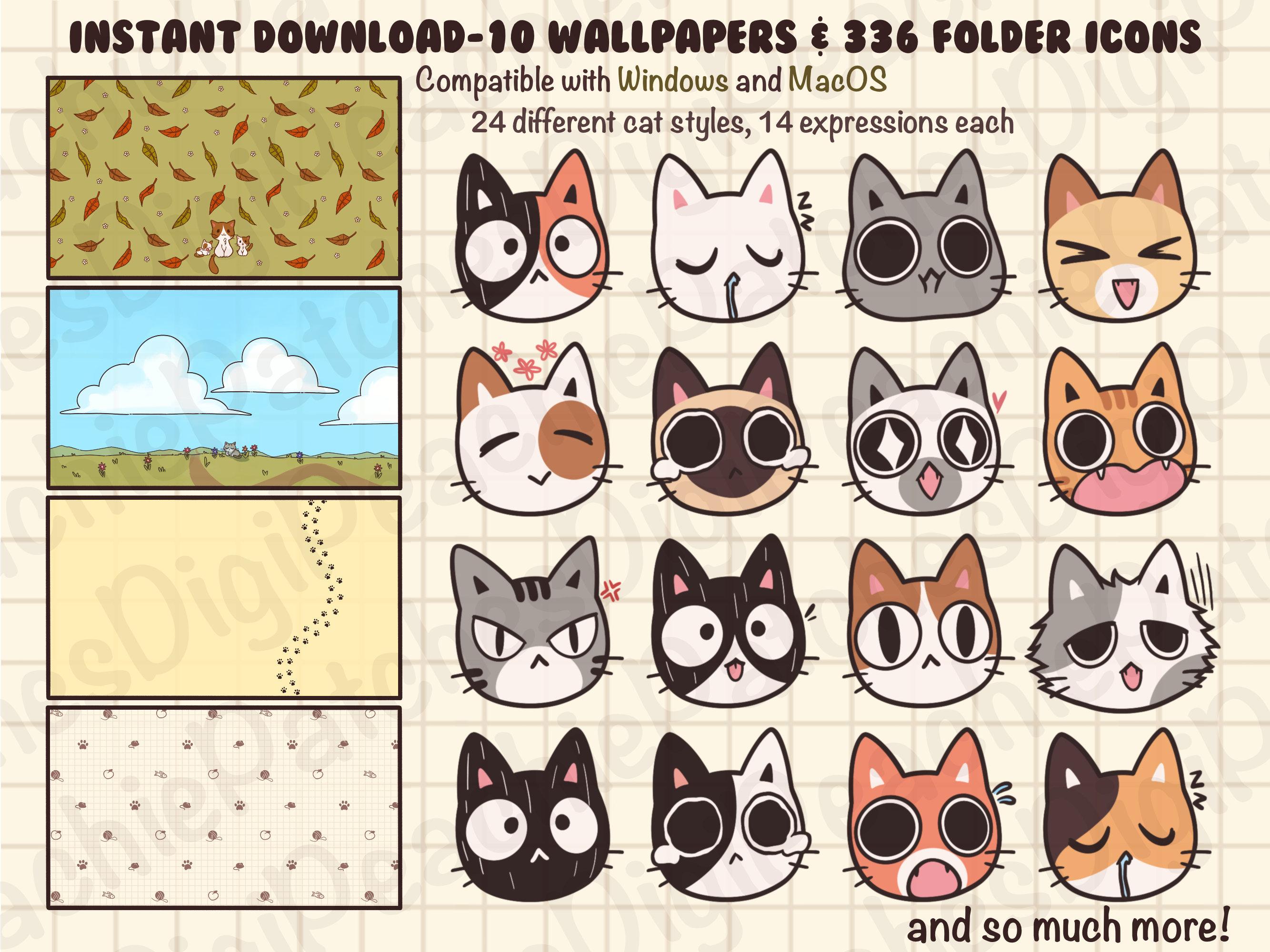 2667x2000 Cute Desktop Wallpaper Cat Folder Icon for Mac & Windows