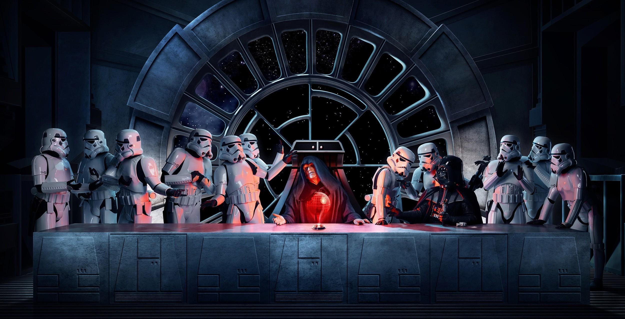 2500x1278 Darth Vader, Emperor Palpatine, Stormtrooper, Star Wars, The Last Supper