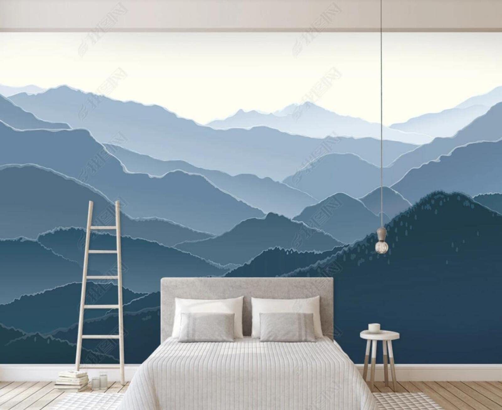 1600x1307 Wallpaper 3D Mural Abstract Blue Mountain Peaks Decor Wallpaper Bedroom Living Room Tv Background Wall Murals