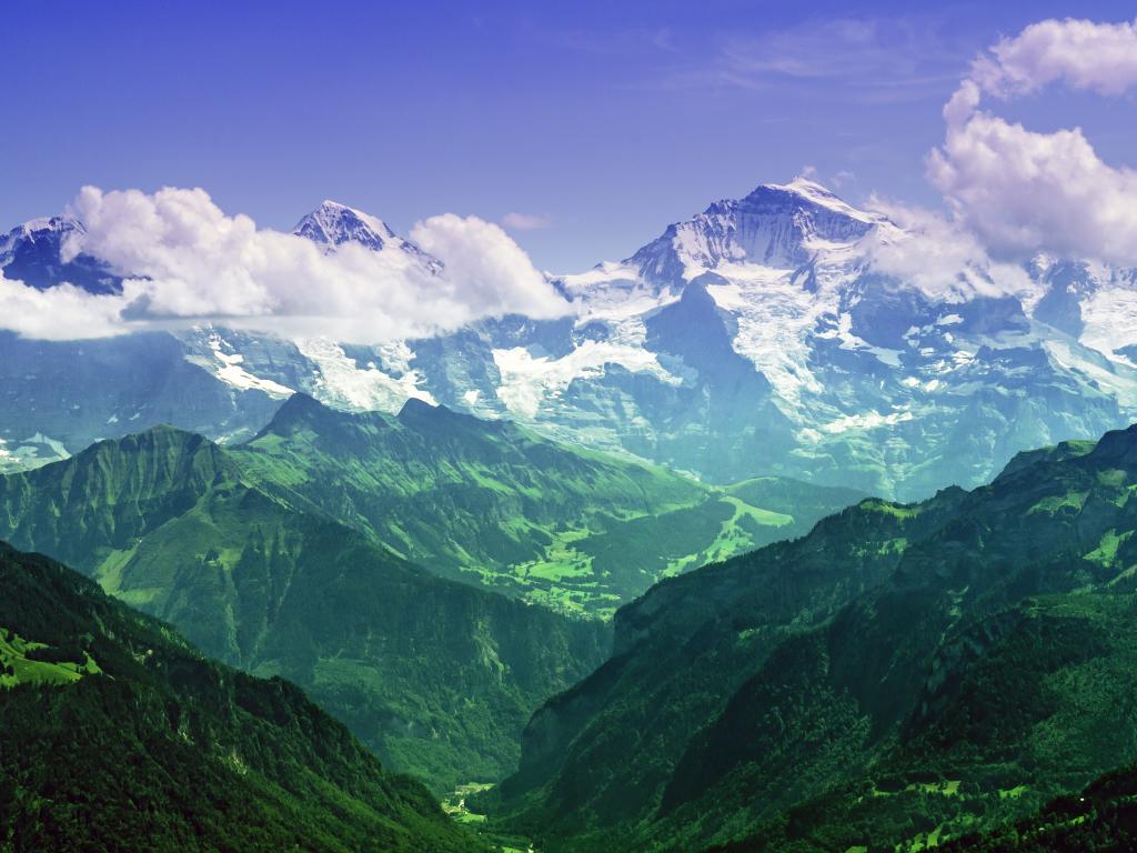 1024x768 Wallpaper swiss alps, green mountains, nature desktop wallpaper, HD image, picture, background, 5cdbfe