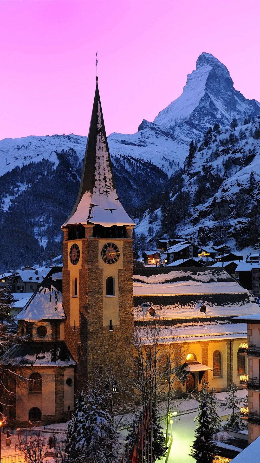 1080x1920 Download Swiss Alps Clock Tower Wallpaper