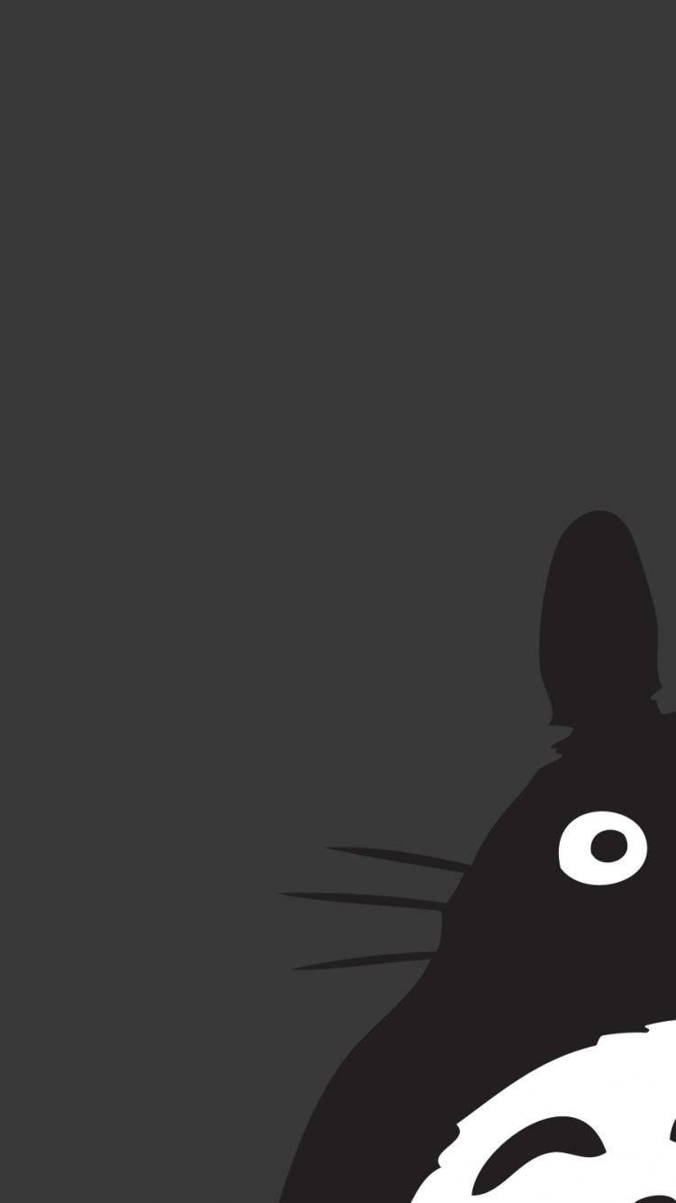750x1334 Download Totoro Anime Black And White iPhone Wallpaper