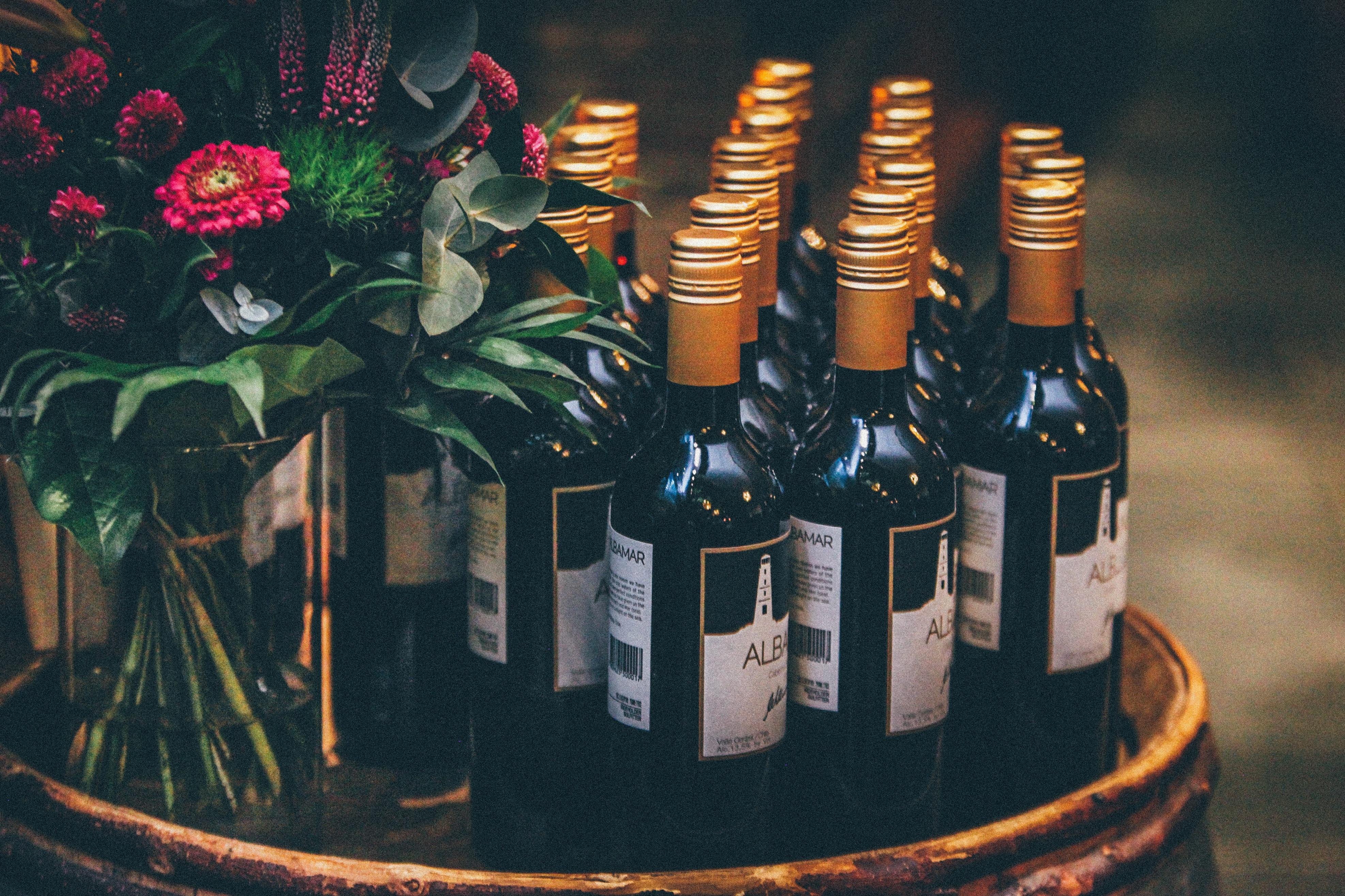 3948x2632 3948x2632 green, wine on a tray, label, vase, pink flower, restaurant, Free image, drink, bottle, red, tray, bouquet, wine bottle, copenhagen, table, pink Gallery HD Wallpaper