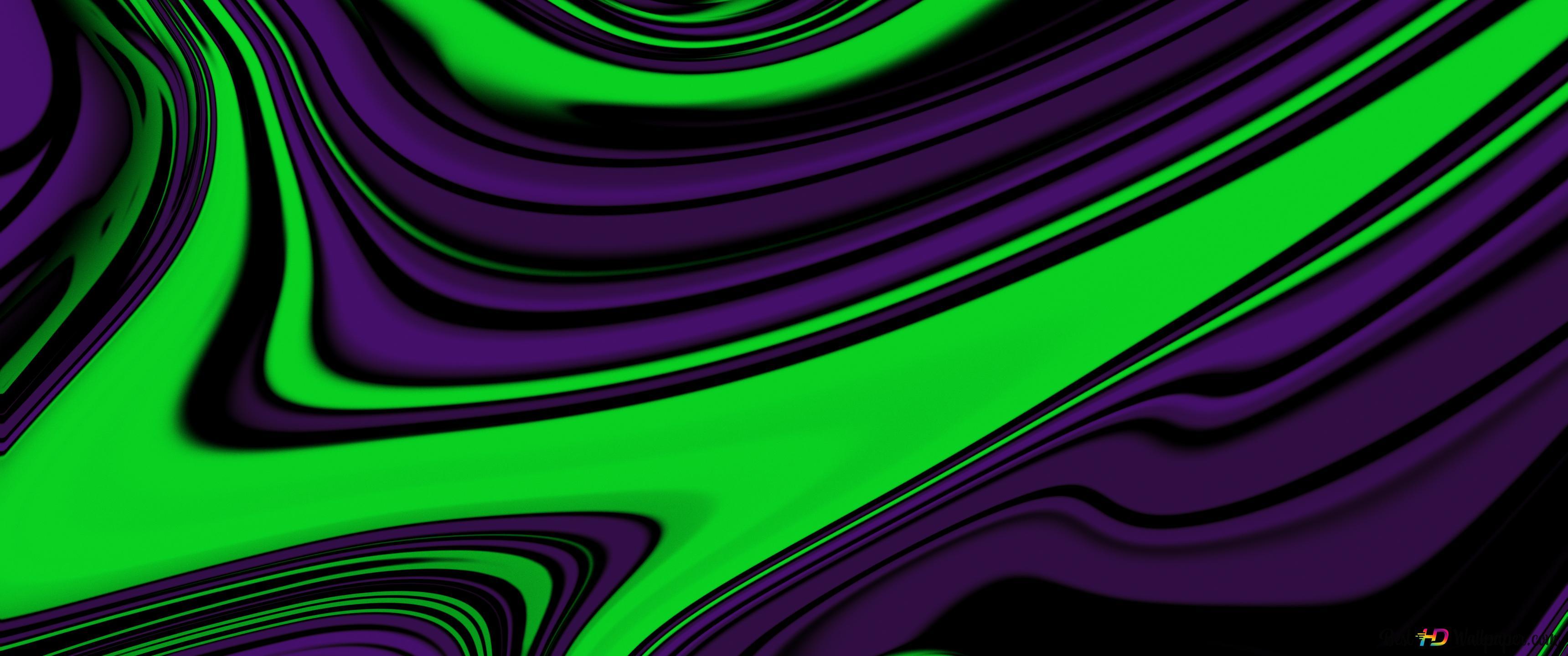 3440x1440 Digital art, abstract, colorful, liquid, modern covers background green purple 4K wallpaper download