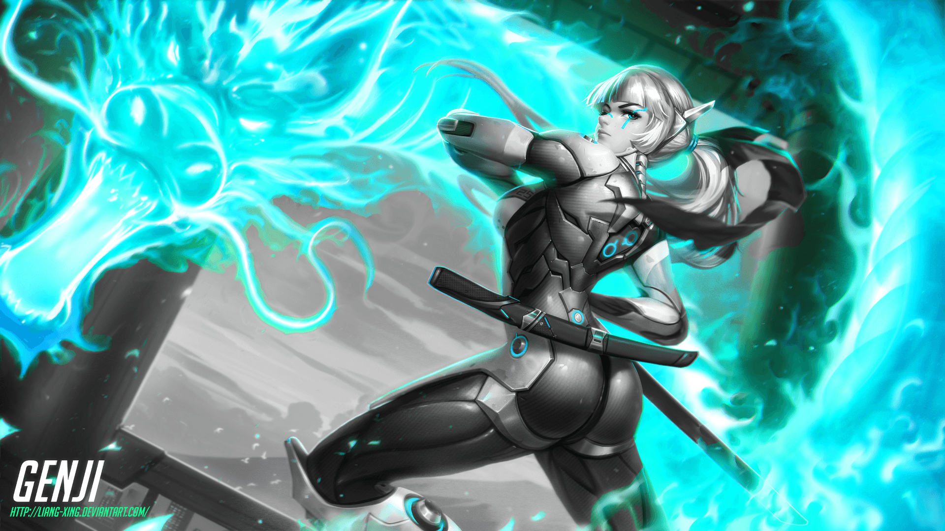 1920x1080 Blue Genji Wallpaper