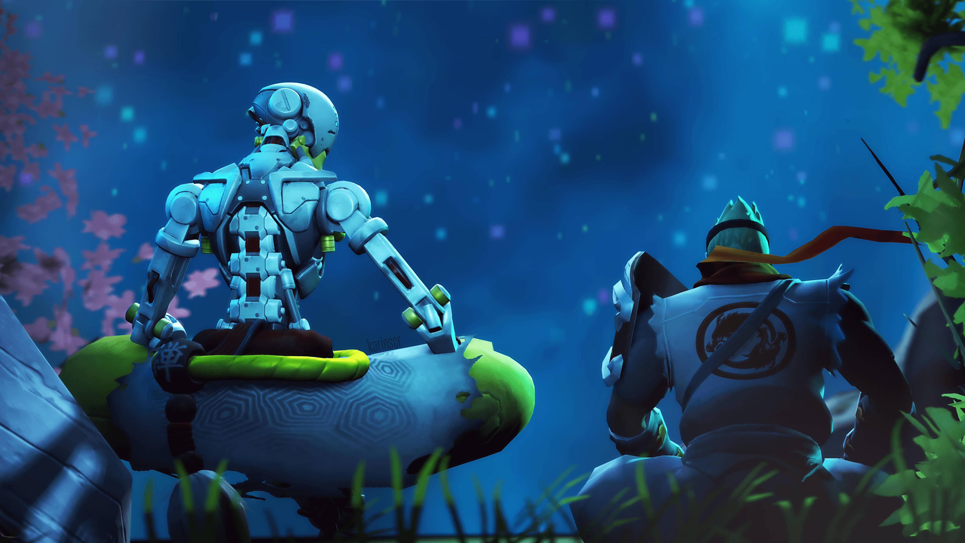 3840x2160 Download Overwatch Genji Zenyatta Wallpaper