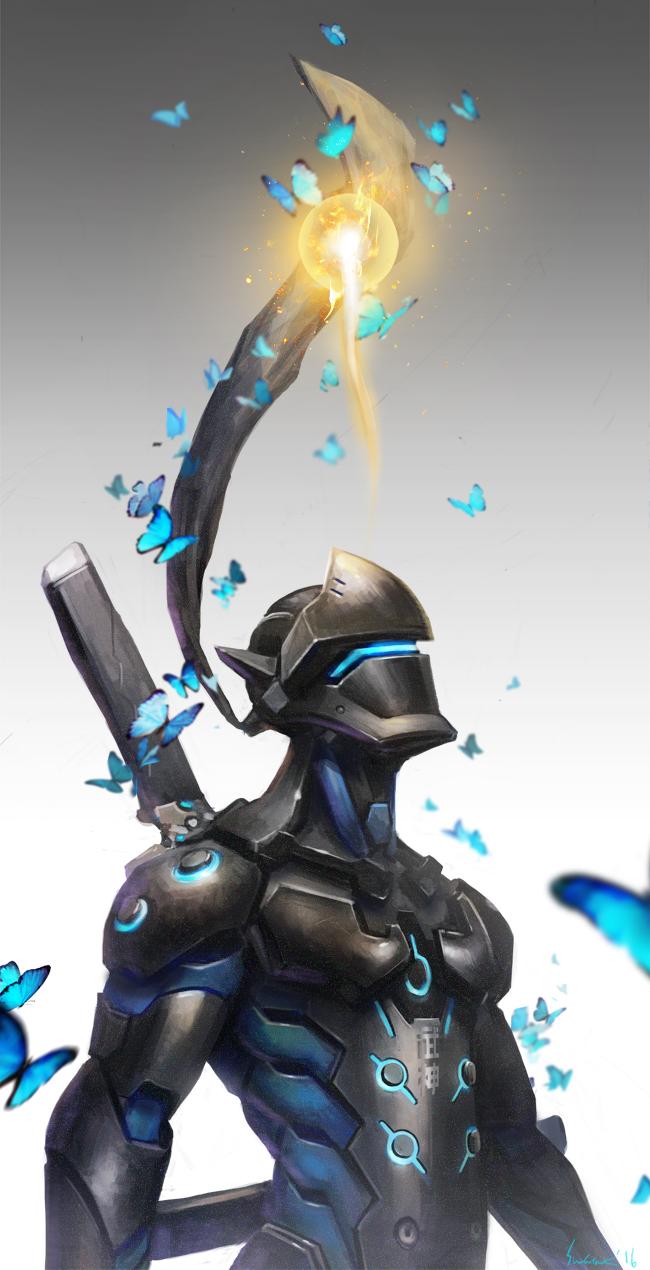 650x1270 genji (overwatch and 1 more) drawn