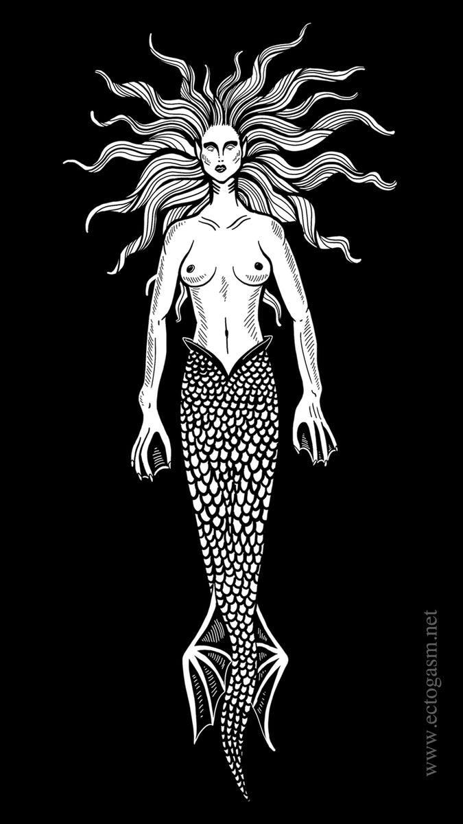 675x1200 Mermaid Cell Phone Wallpaper in Black Download