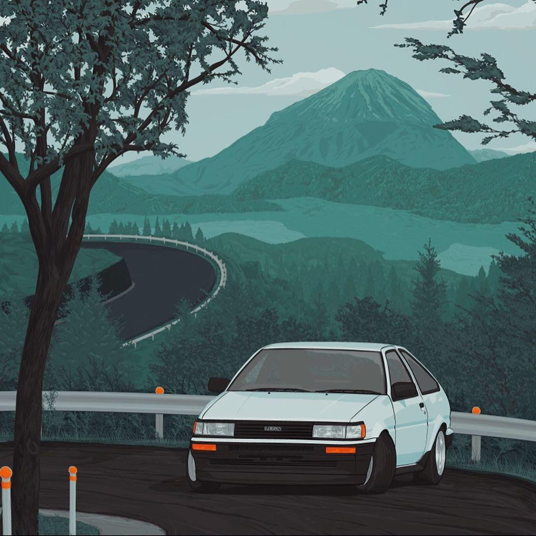 1080x1080 AE86 Corolla Levin Touge illustration. Ae Drifting, Hip hop wallpaper