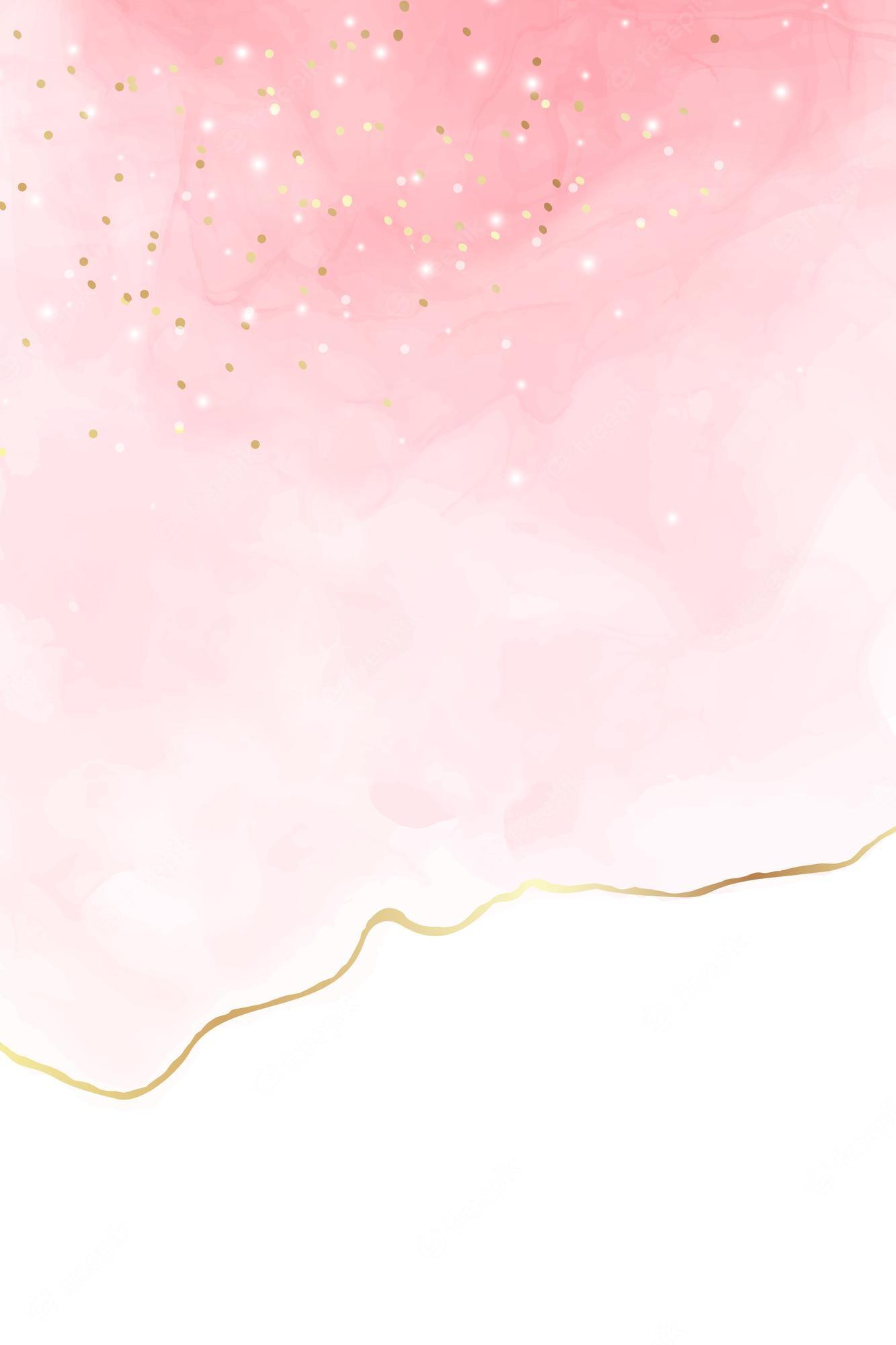 1333x2000 Premium Vector. Pastel rose pink liquid watercolor background with golden cracks