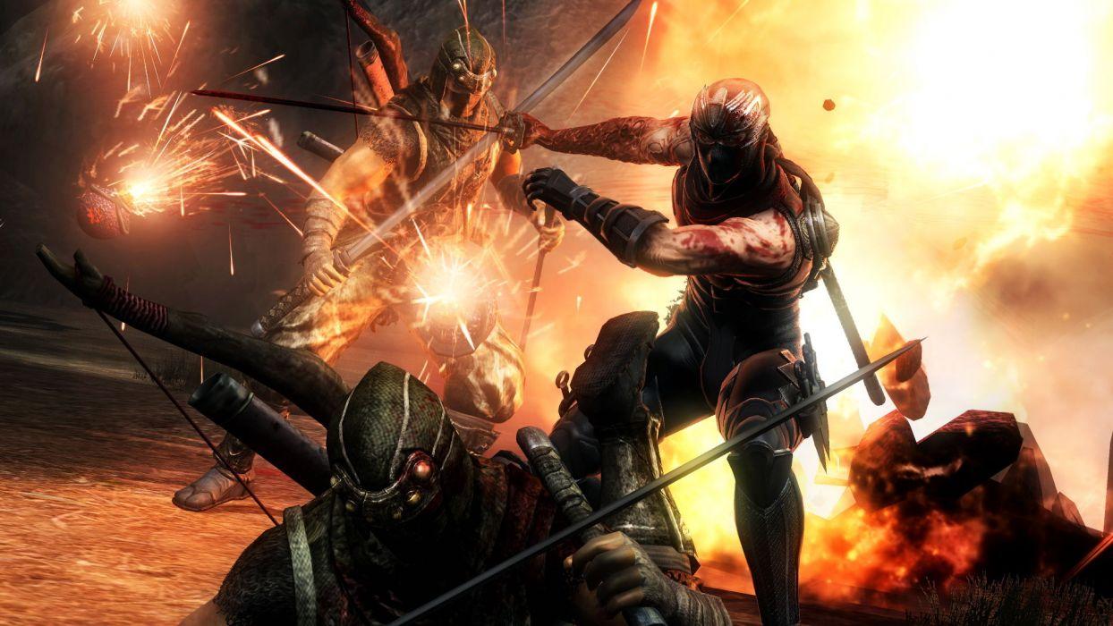 1244x700 NINJA GAIDEN fantasy anime warrior weapon sword battle blood fire g