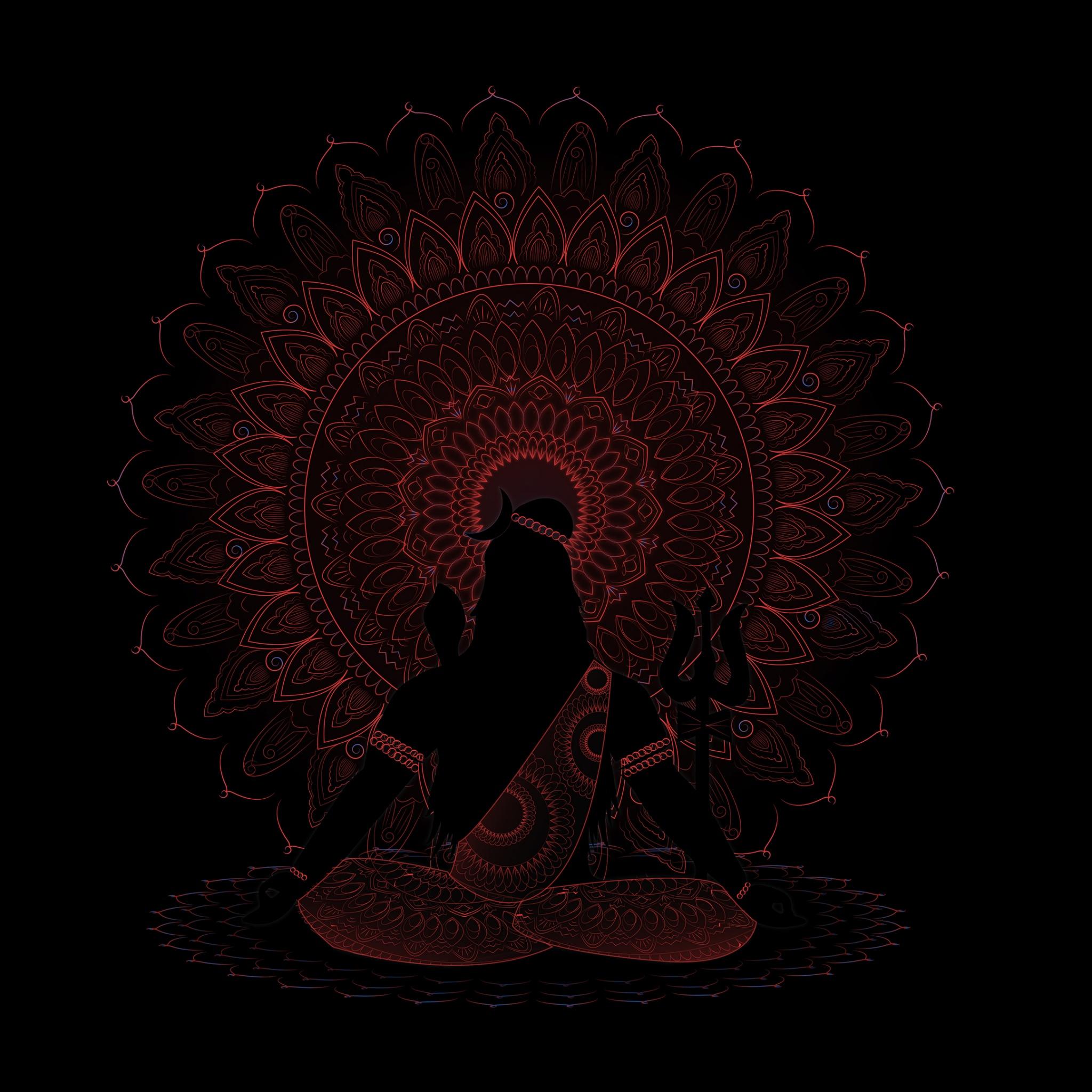 2048x2048 Lord Shiva Wallpaper 4K, AMOLED, Black Dark