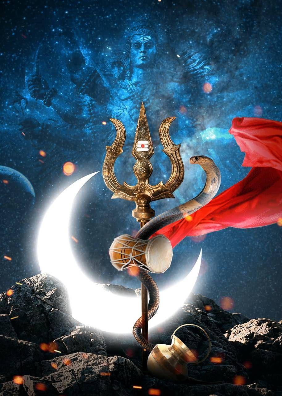 914x1280 Download Shiva Trishul Collage Wallpaper