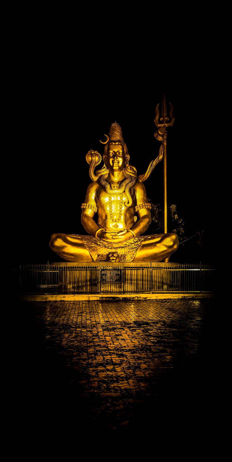 967x1920 Download Shiva iPhone Gold Statue Meditating Wallpaper