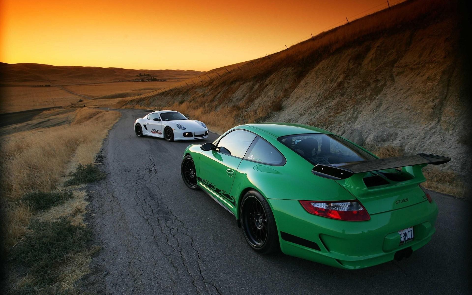 1920x1200 car, Porsche, Porsche 911 GT3 RS, Porsche Sunset, Road, Landscape, Green Wallpaper HD / Desktop and Mobile Background