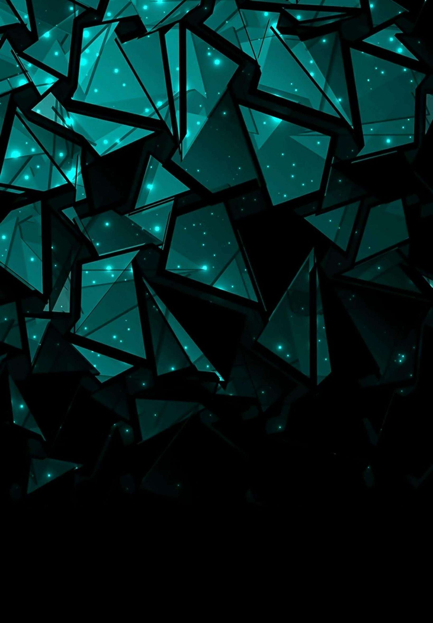 1640x2360 Black & Sea Green Abstract Shapes 4K iPad Wallpaper
