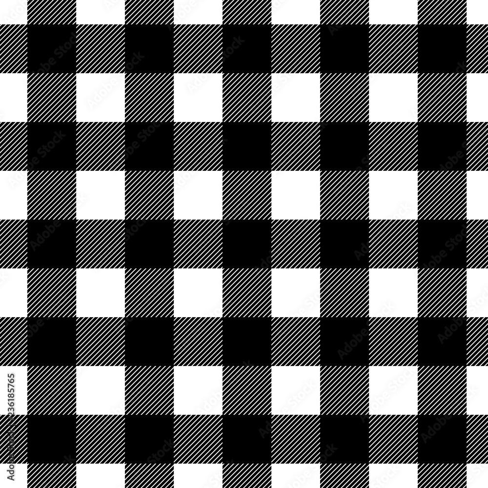 1000x1000 Seamless vector plaid, check pattern black and white. Design for wallpaper, fabric, textile, wrapping. Simple background Stock Vector