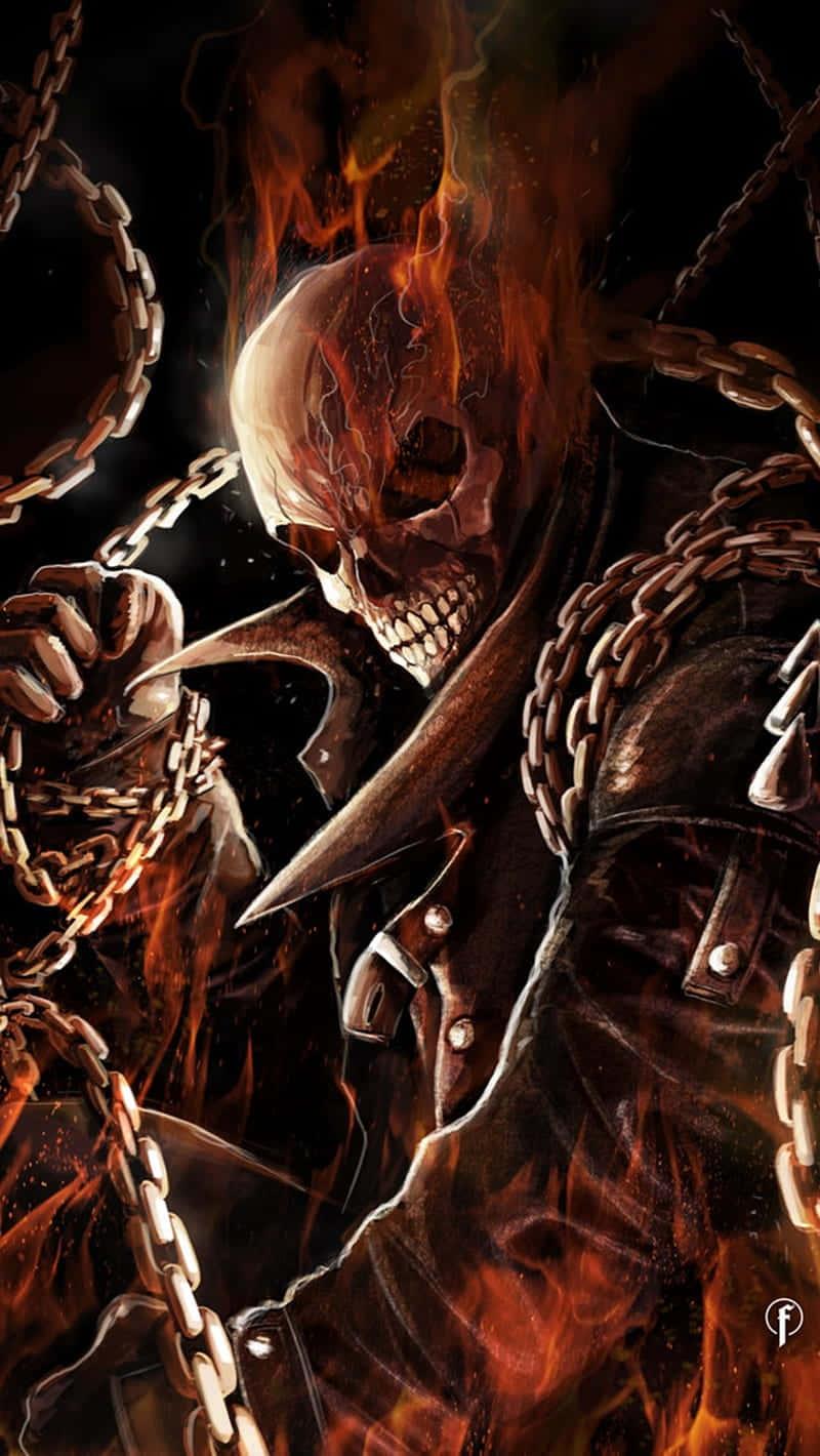 800x1420 Download Flaming Skull Wallpaper