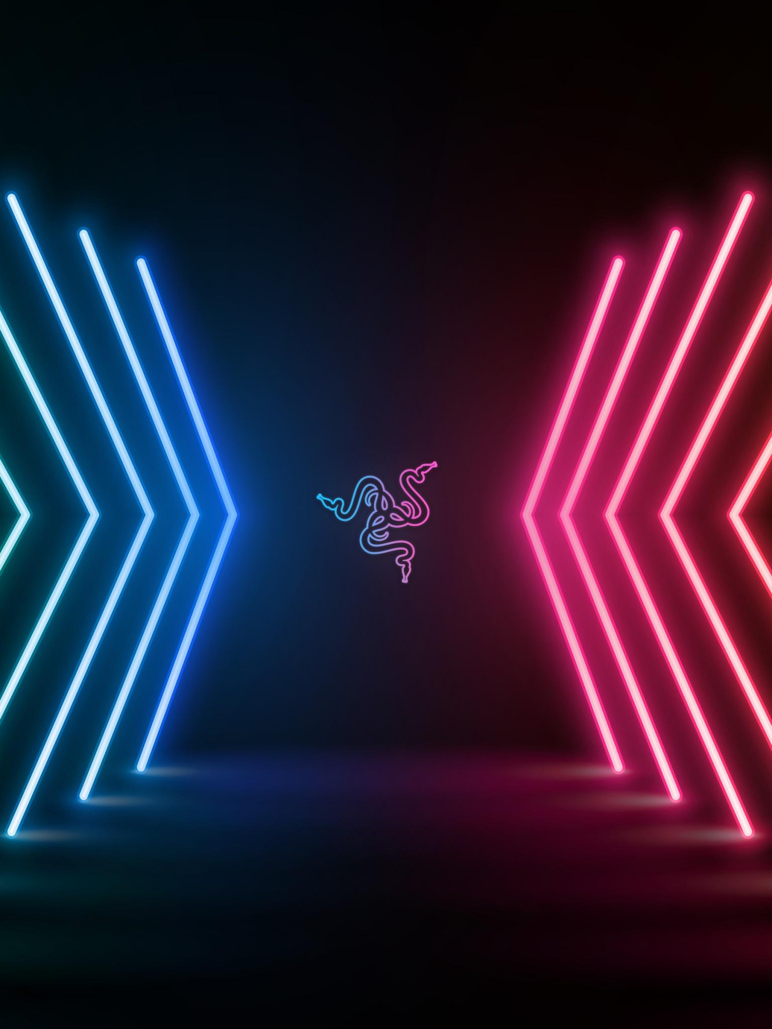 1536x2048 Razer Wallpaper 4K, Neon Lights, Colorful, Technology