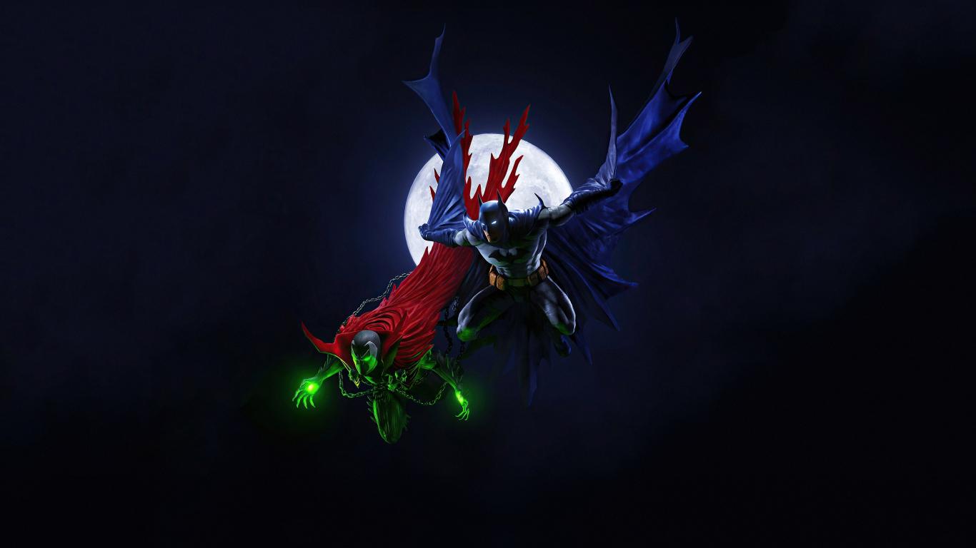 1366x768 Batman and Spawn dark superheroes wallpaper background