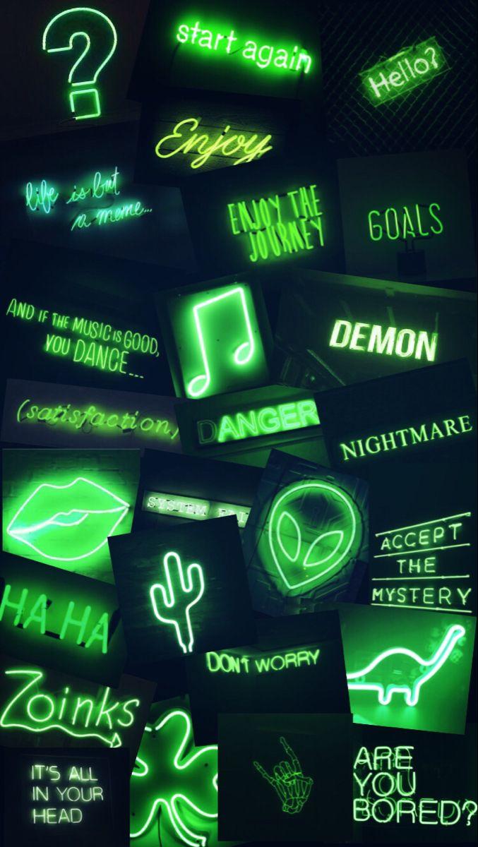 677x1200 Green neon signs wallpaper. Cute simple wallpaper, Neon wallpaper, Neon signs