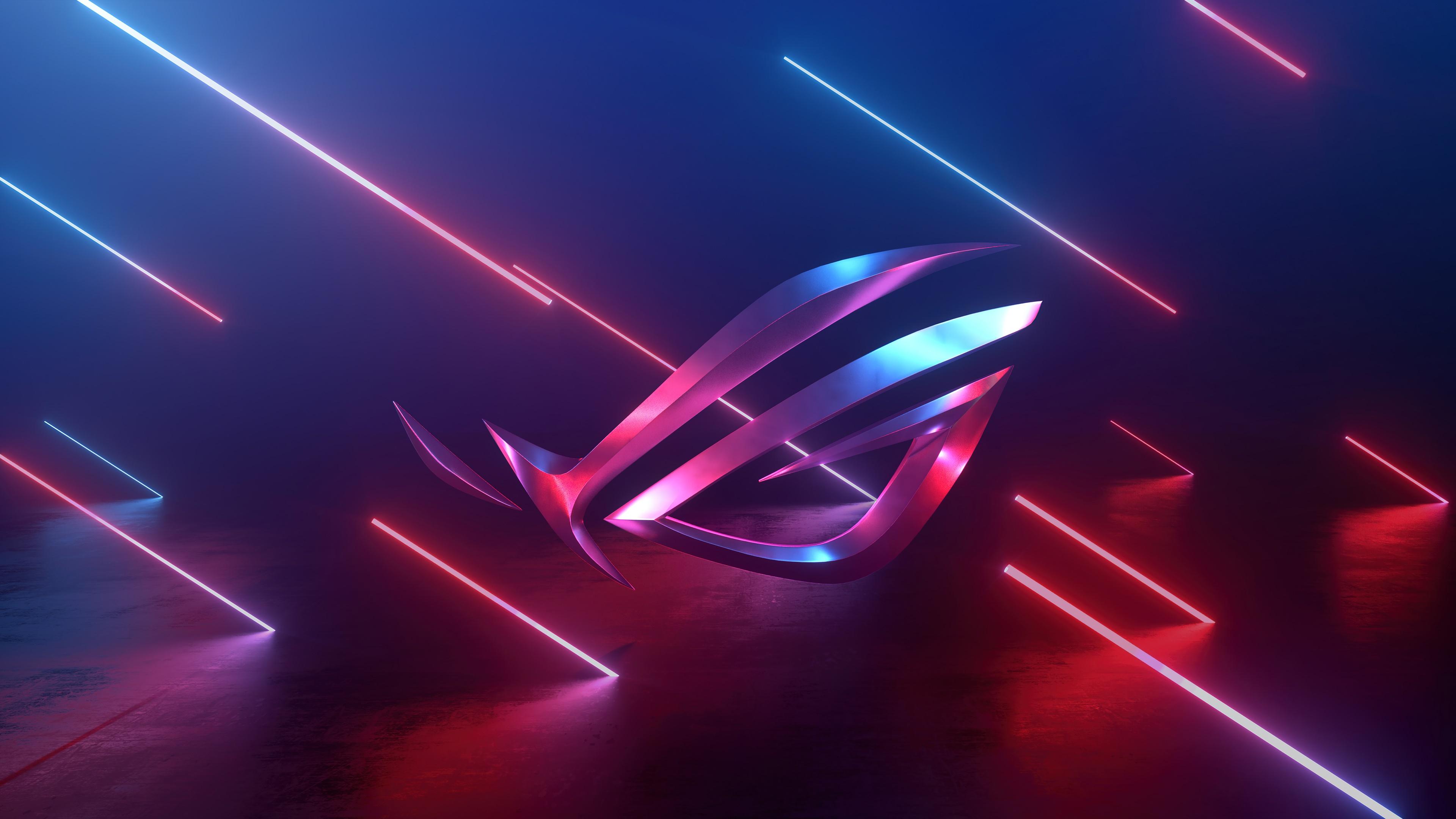 3840x2160 wallpaper, rog, logo, neon, 4k, HD Gallery HD Wallpaper