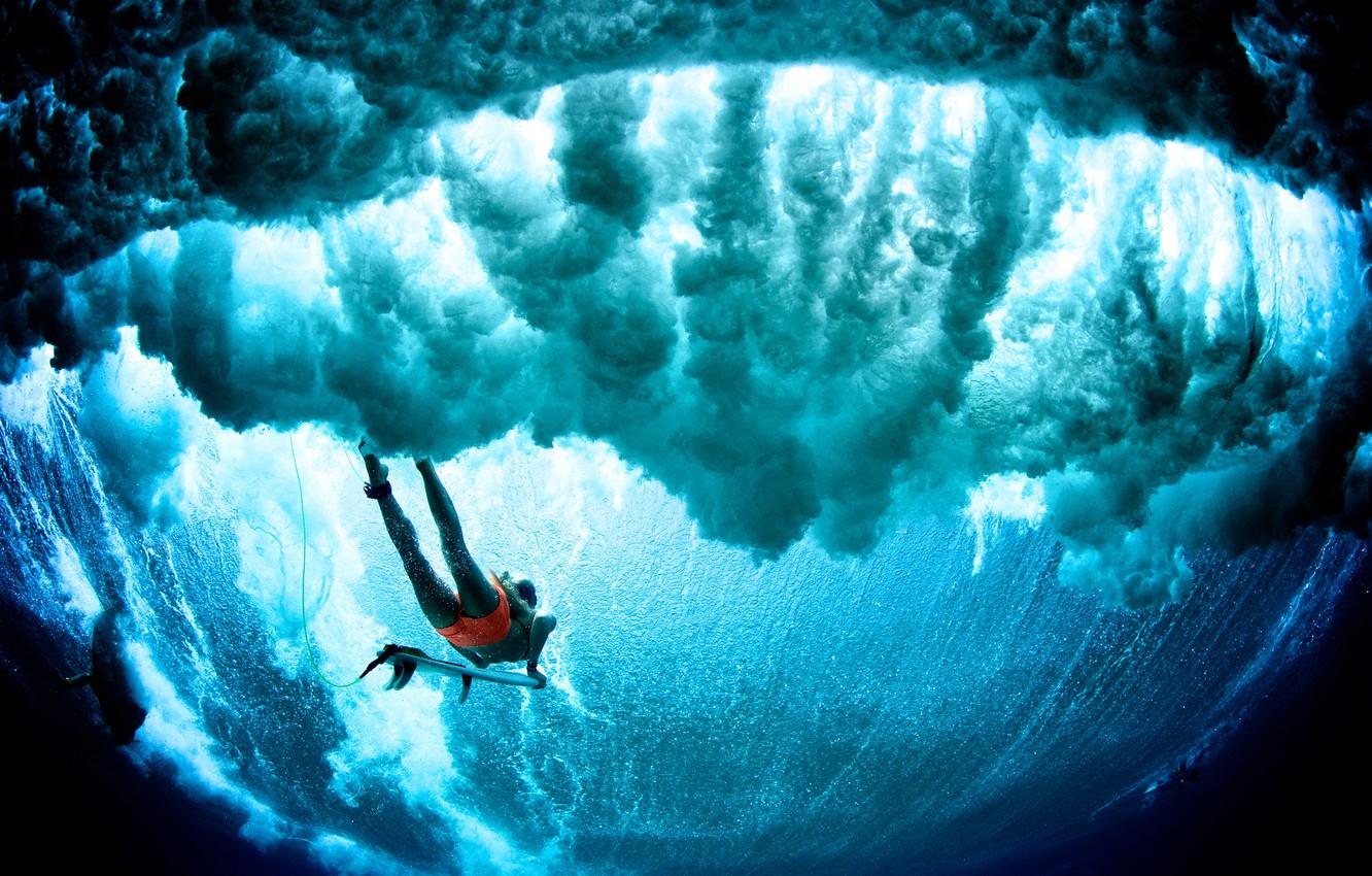 1332x850 Wallpaper surf, wave, female image for desktop, section спорт