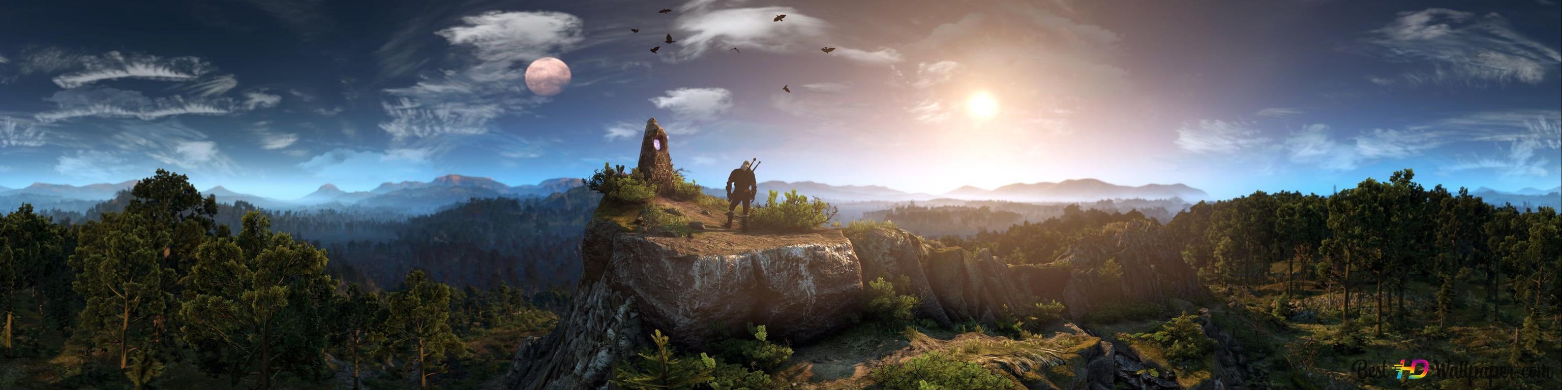 3072x768 Witcher 3: Wild Hunt Wide View 2K wallpaper download