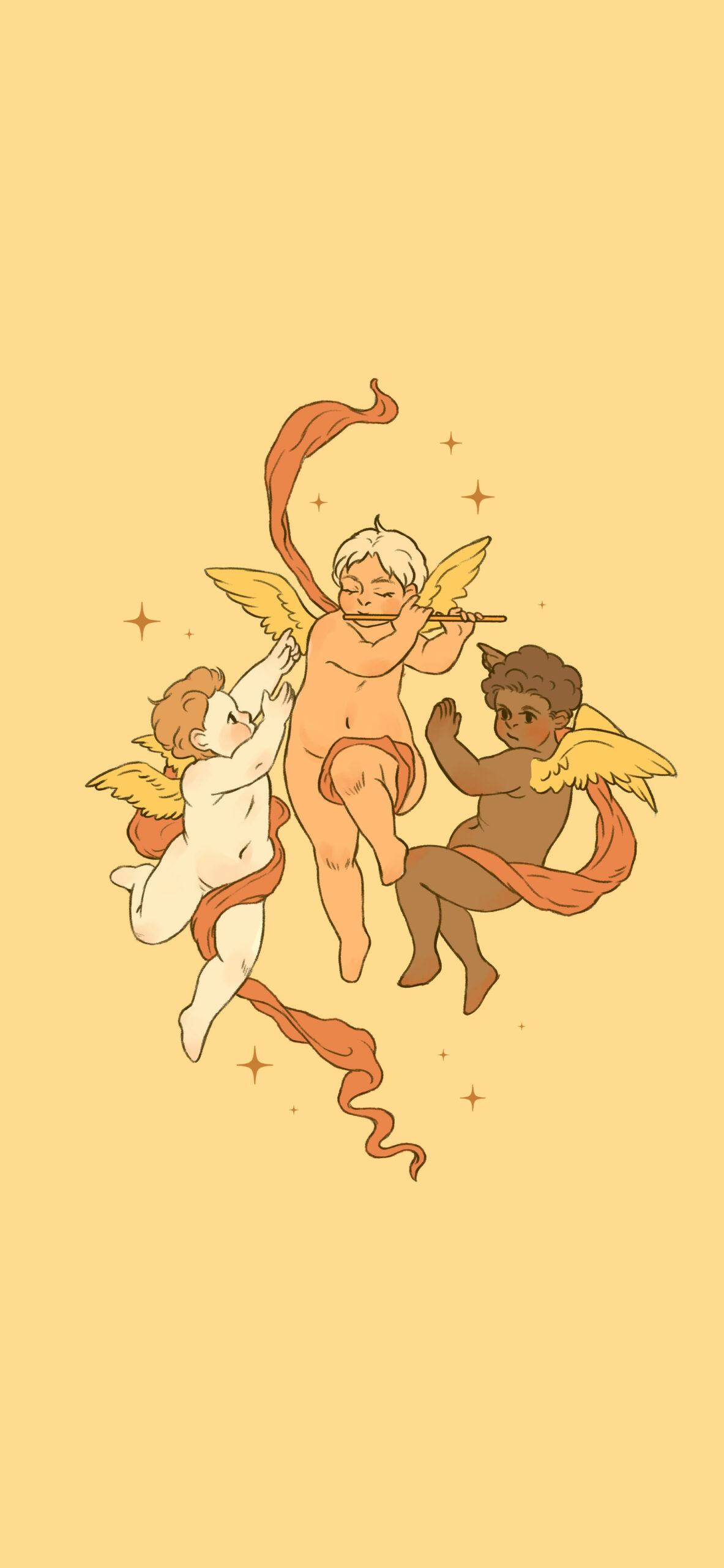 1183x2560 Angelcore Angels Yellow Wallpaper Aesthetic Wallpaper