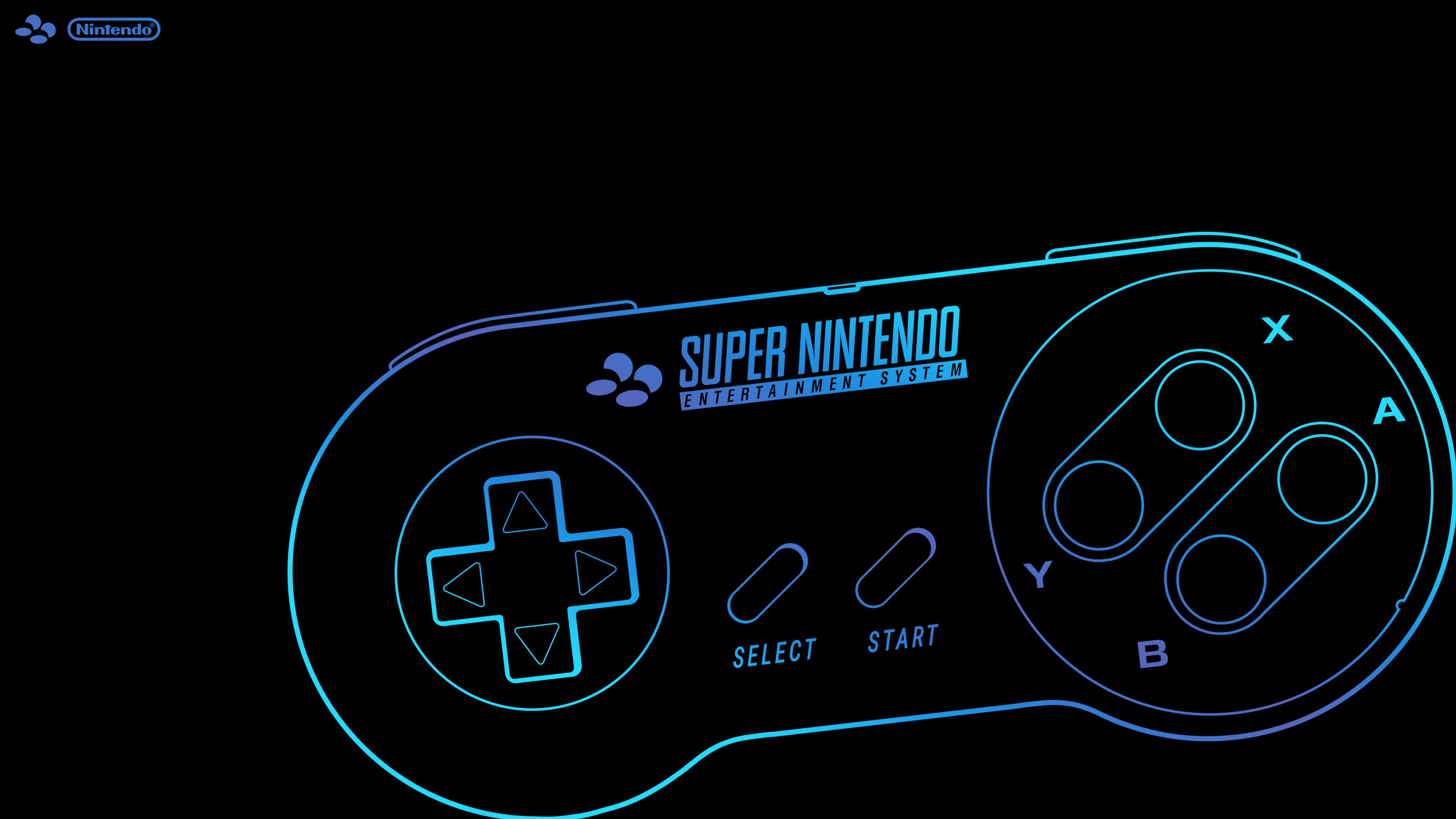 3840x2160 Blue Outlined Super Nintendo Controller, Nintendo Gallery HD Wallpaper