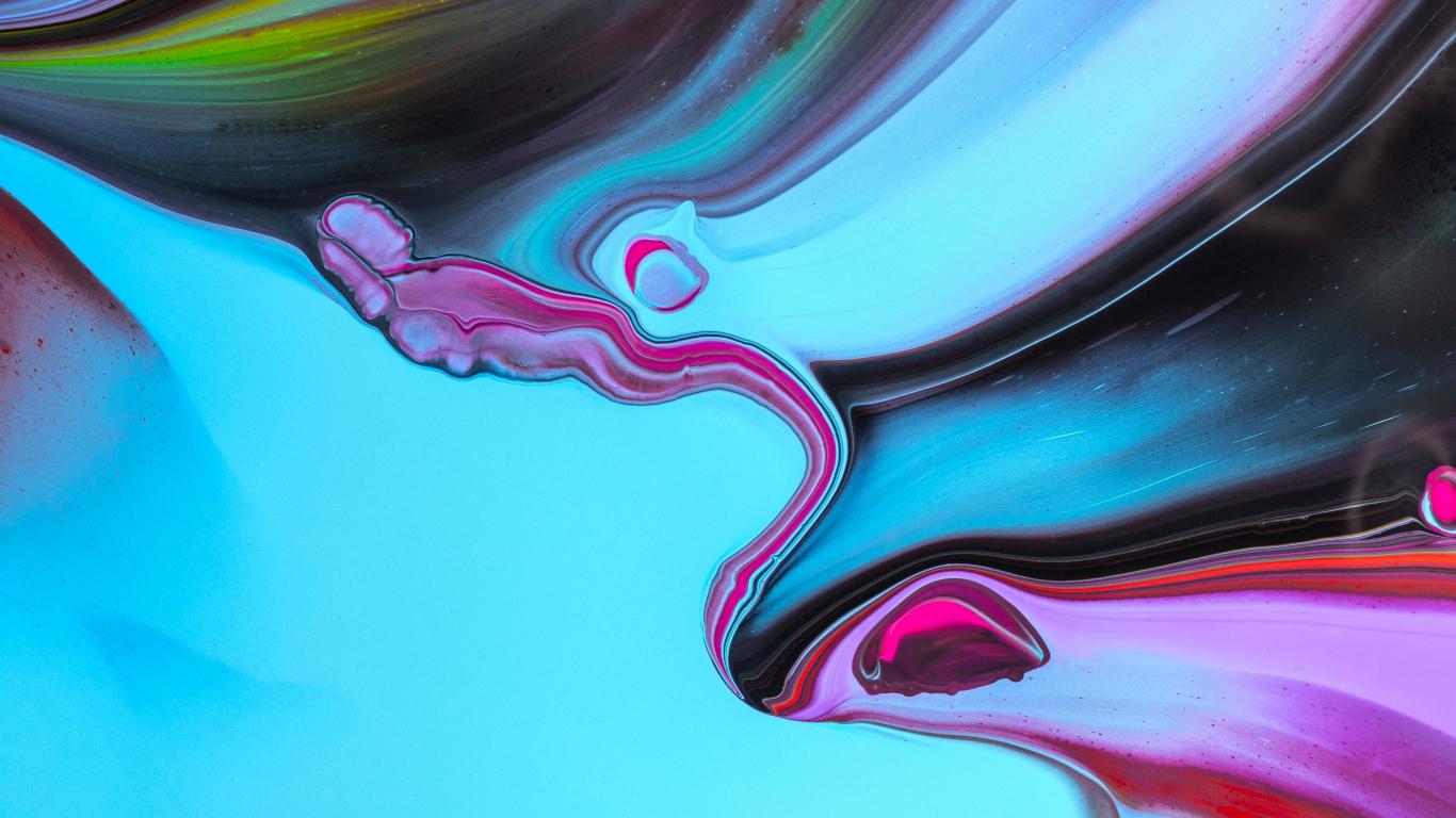 1366x768 Paint mixing liquid art colorful wallpaper background