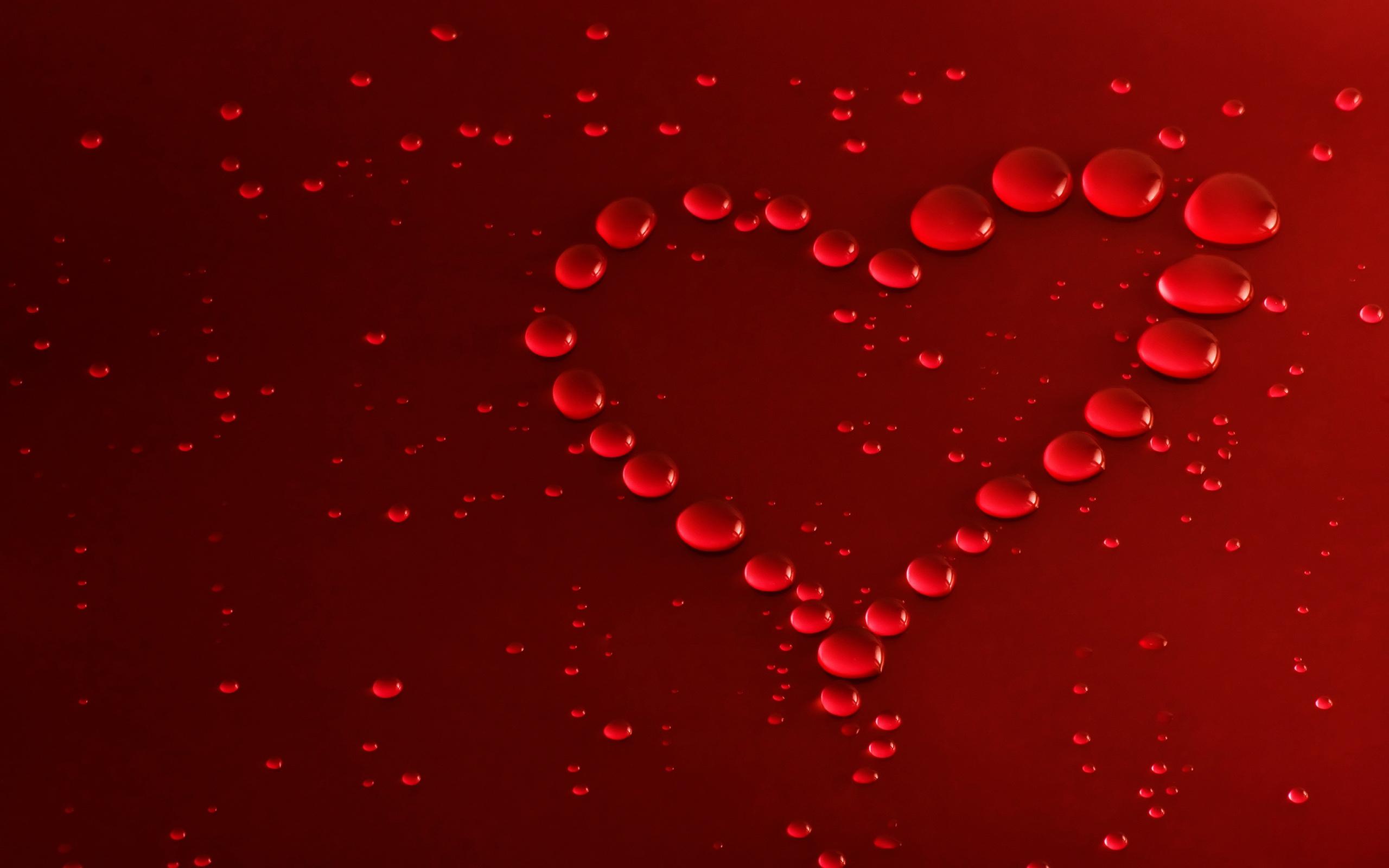2560x1600 Red bubbles heart wallpaperx1600