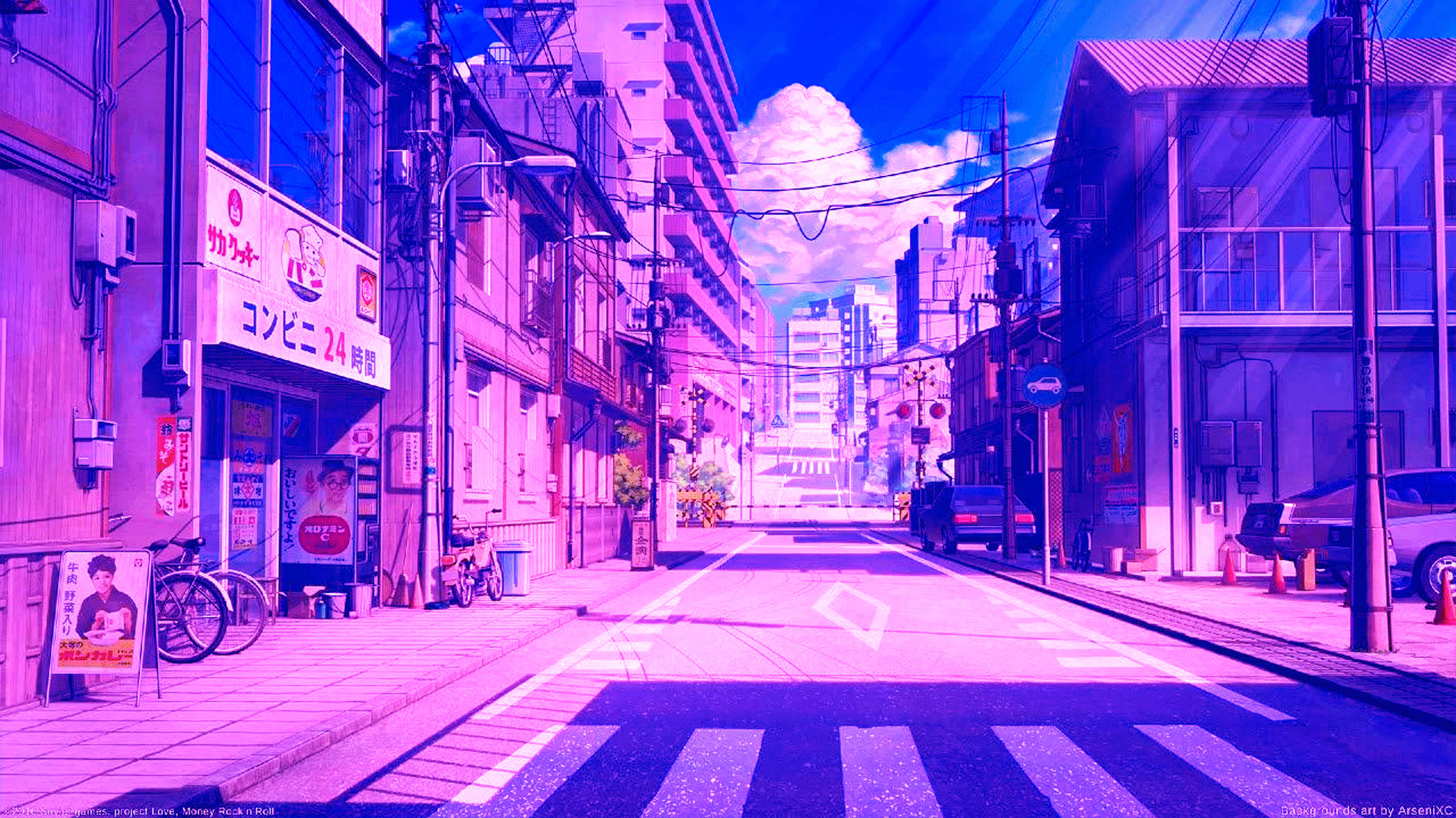 2048x1152 digital, RocknRoll, Japan, vaporwave, Money, city, Love, city pop, anime Gallery HD Wallpaper