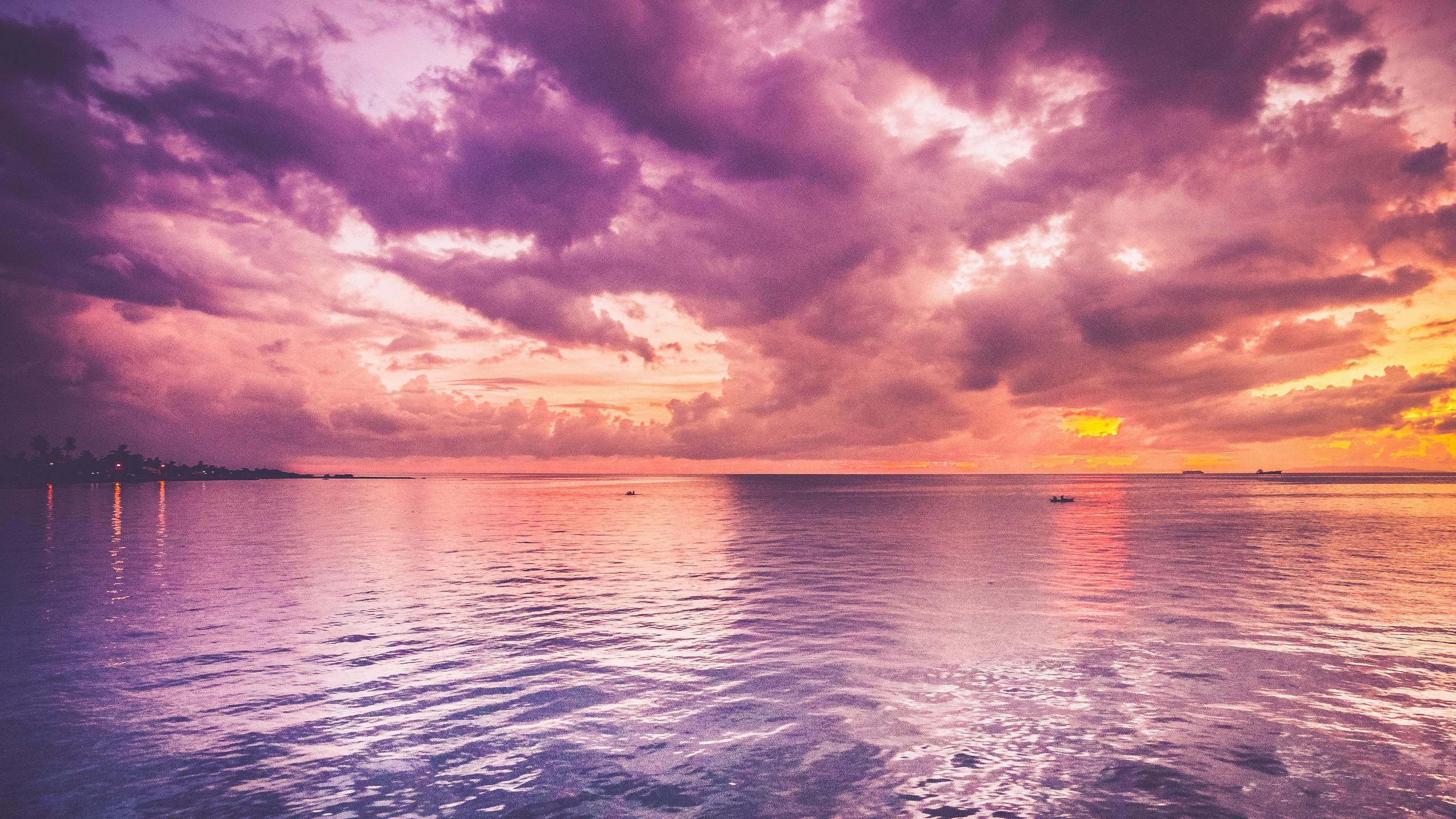 2560x1440 Wallpaper / sea, horizon, sunrise, nature, purple, sea, hd, 4k free download