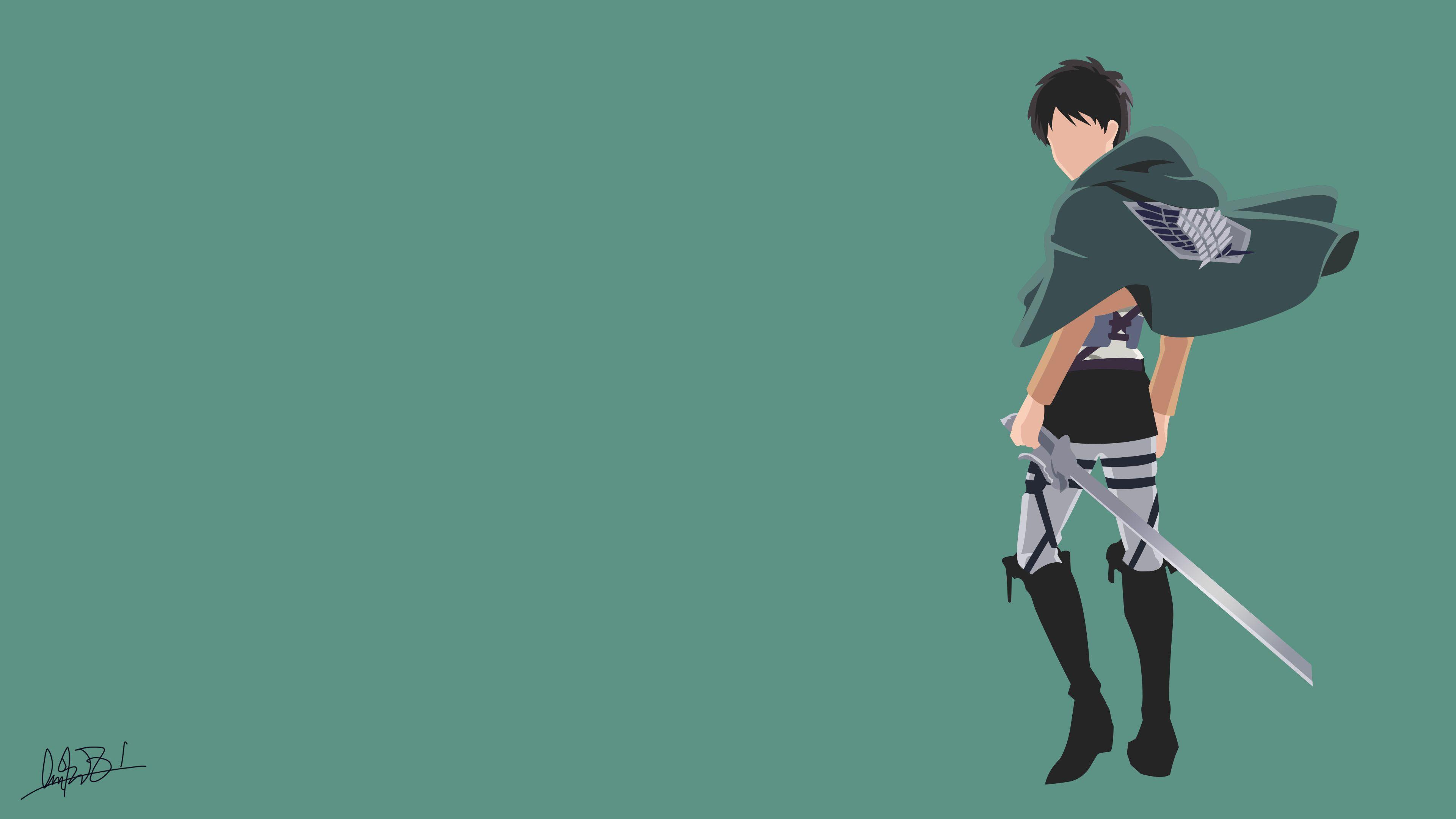 3840x2160 Eren Jaeger (Attack On Titan) Minimalist by NurAlifSidoel. Атака титанов, Аниме, Обложка