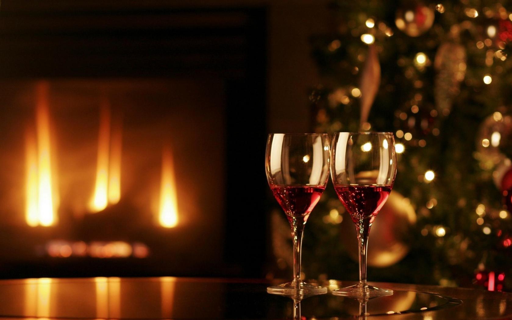1680x1050 Christmas Wine Wallpaper