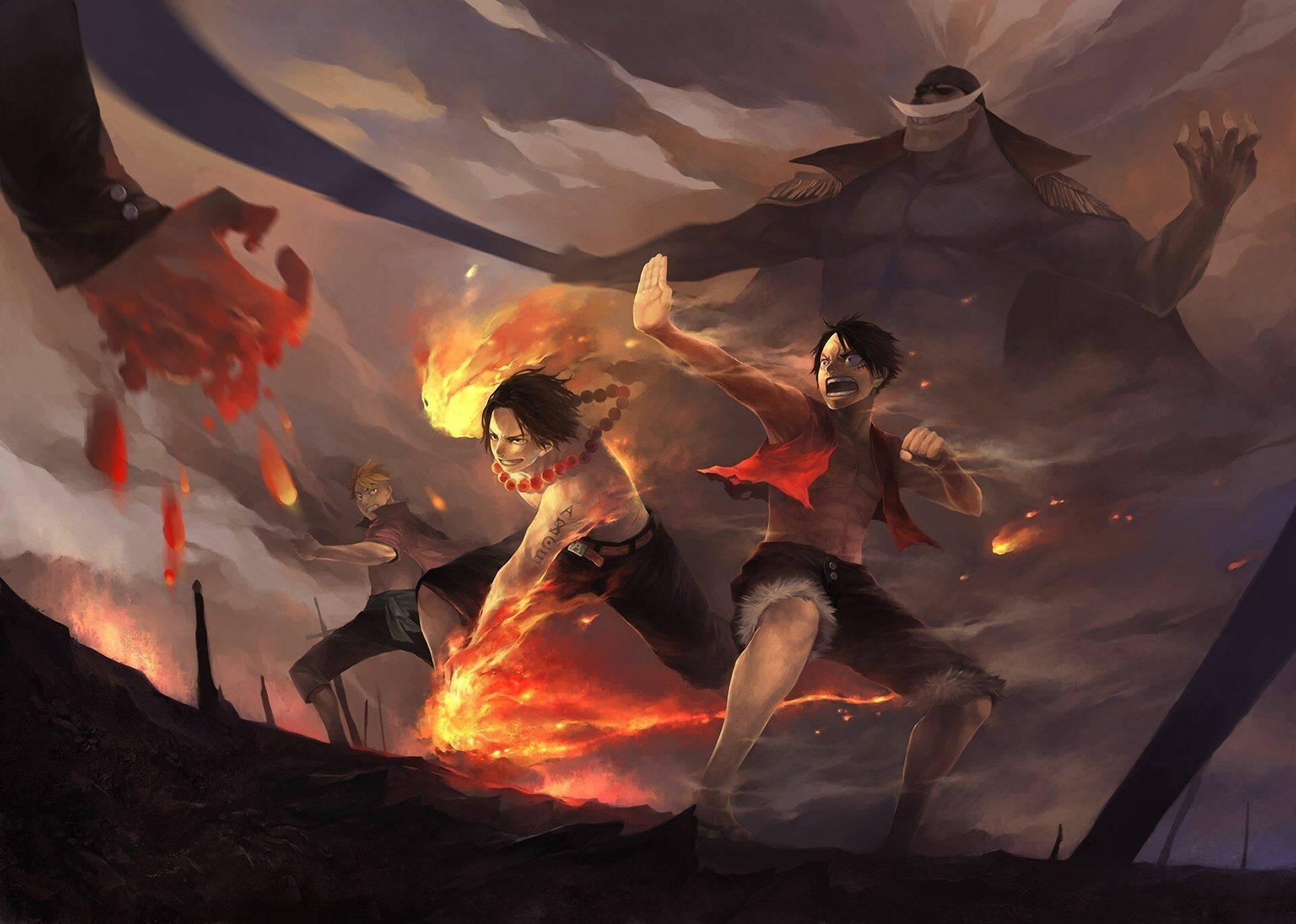 1920x1370 Download One Piece Desktop Luffy Ace Sabo Battle Wallpaper