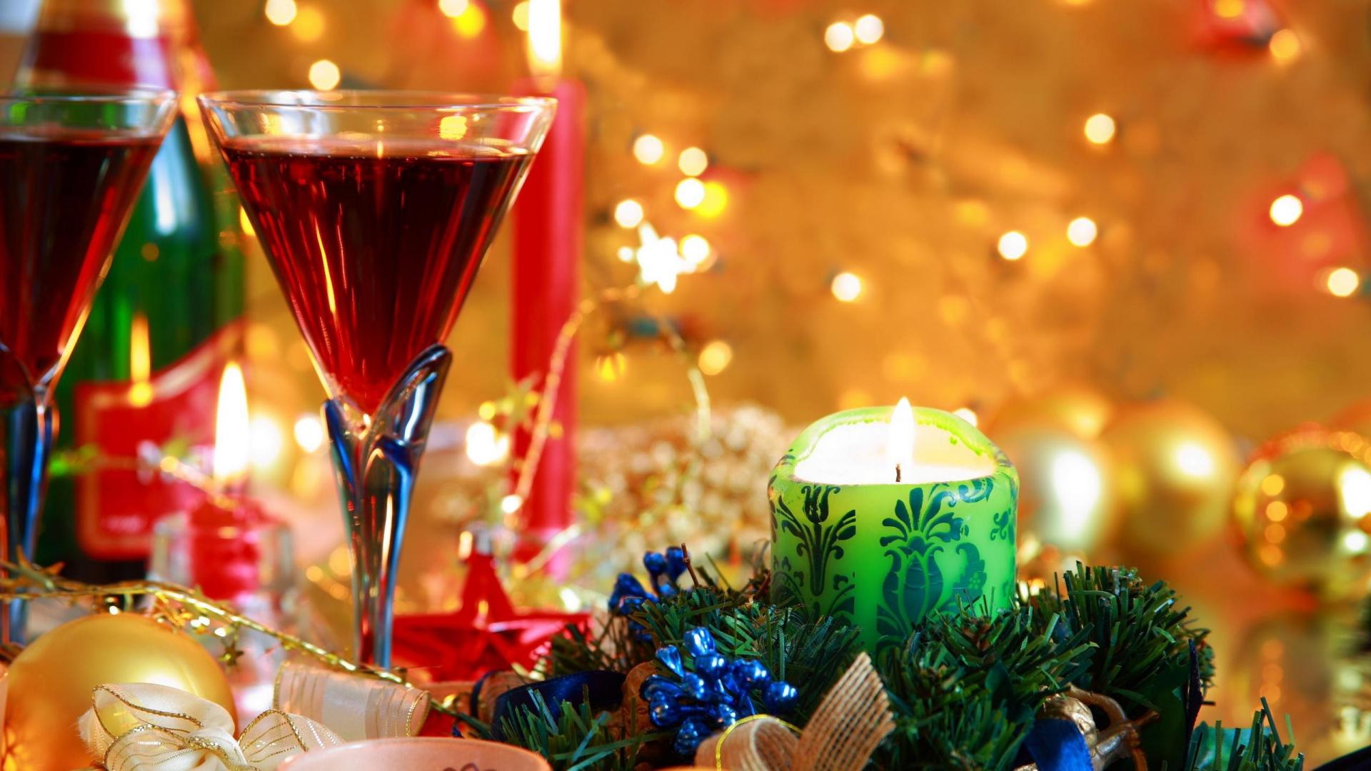 1920x1080 Download Wallpaper 1920x1080 new year, christmas, wine, candle Full HD 1080p HD Background
