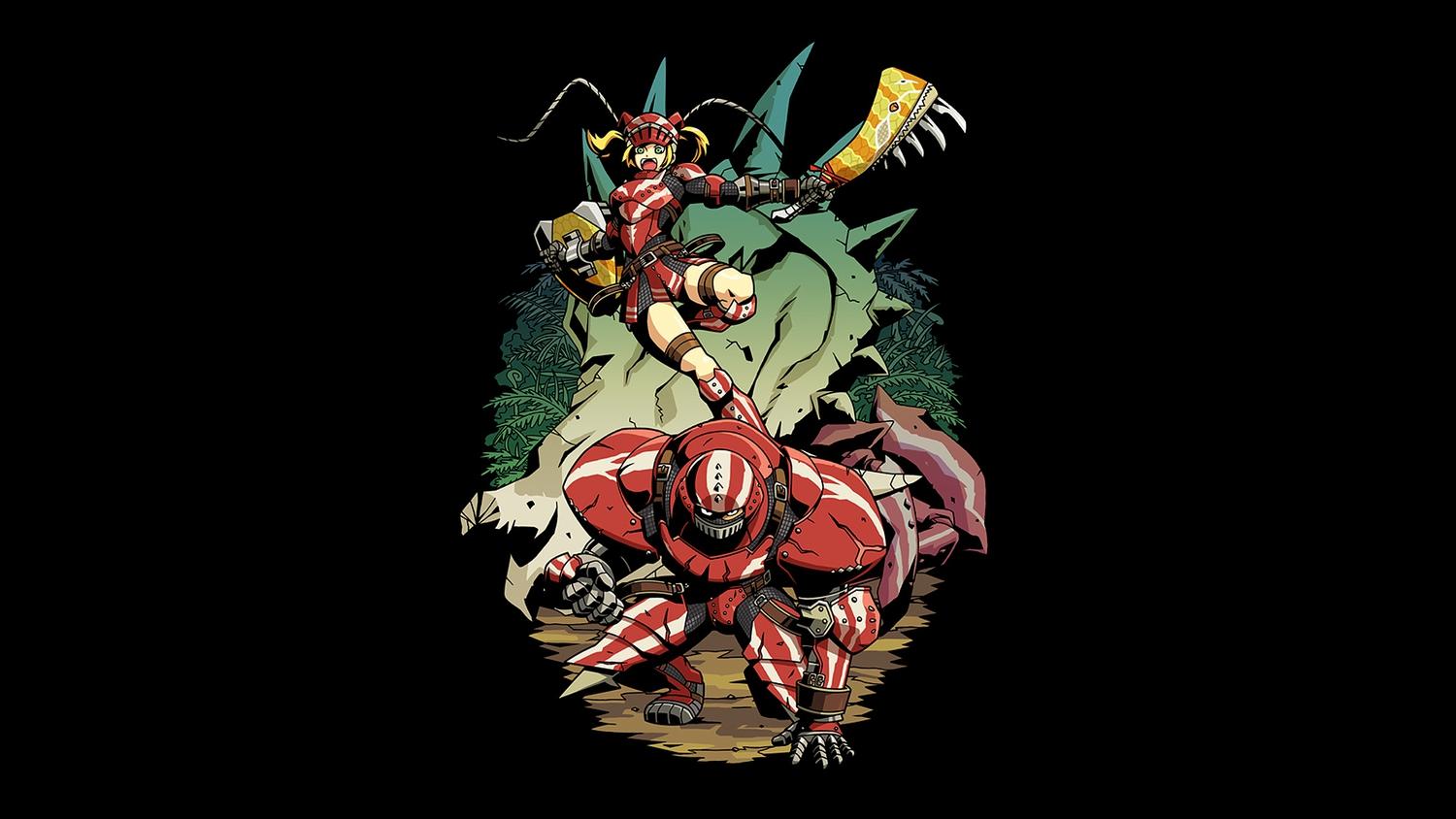 1500x844 armor black daimyo hermitaur monster hunter sword weapon. konachan.net.com Anime Wallpaper