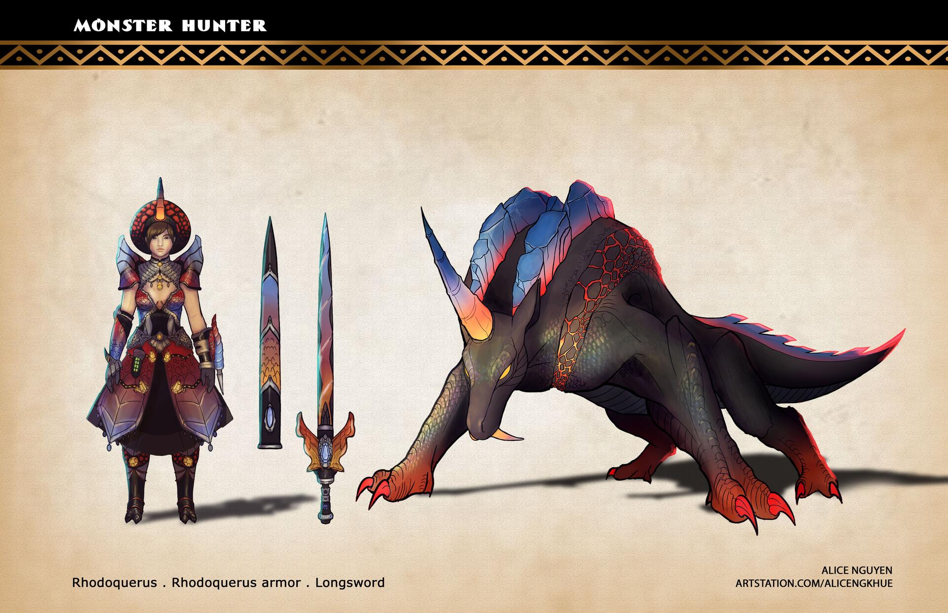 1920x1242 Monster Hunter Fan art (Monster + Armor set)