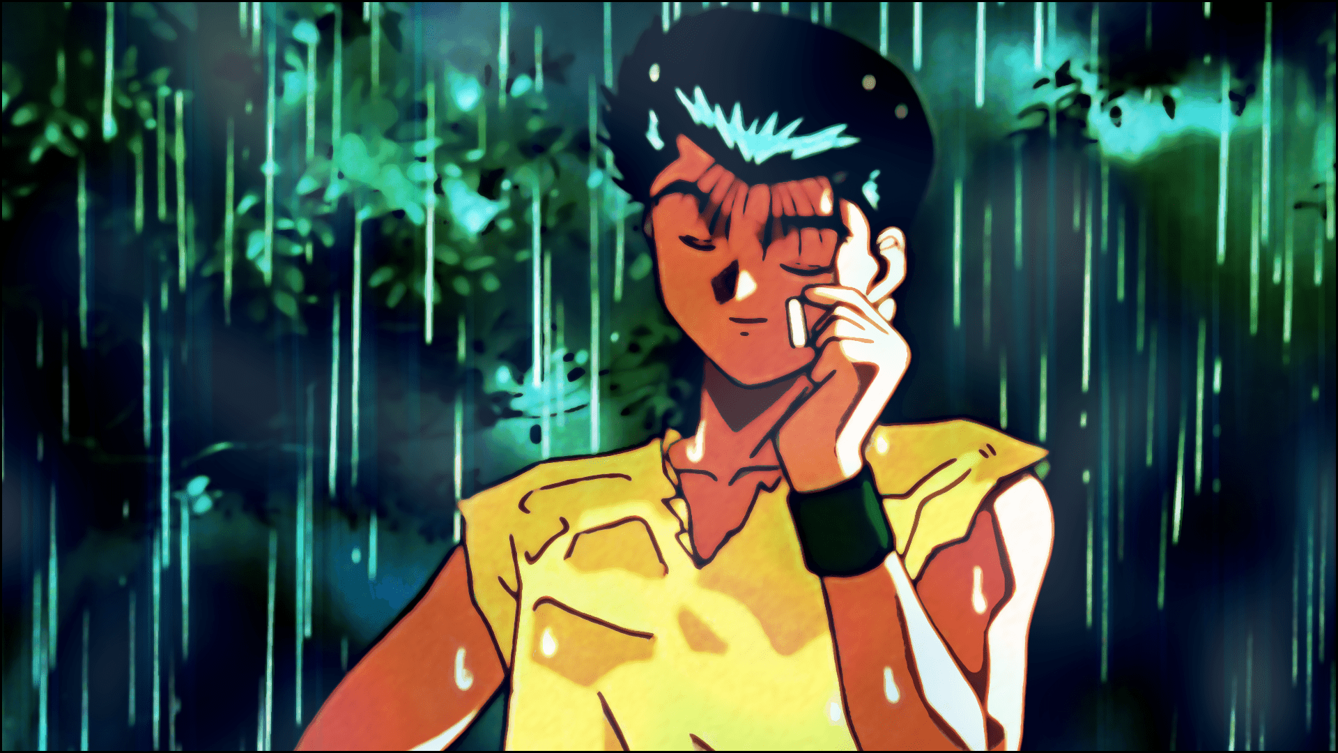 1920x1080 dark hair, closed eyes, Yu Yu Hakusho, anime boys, anime, yusuke urameshi Gallery HD Wallpaper