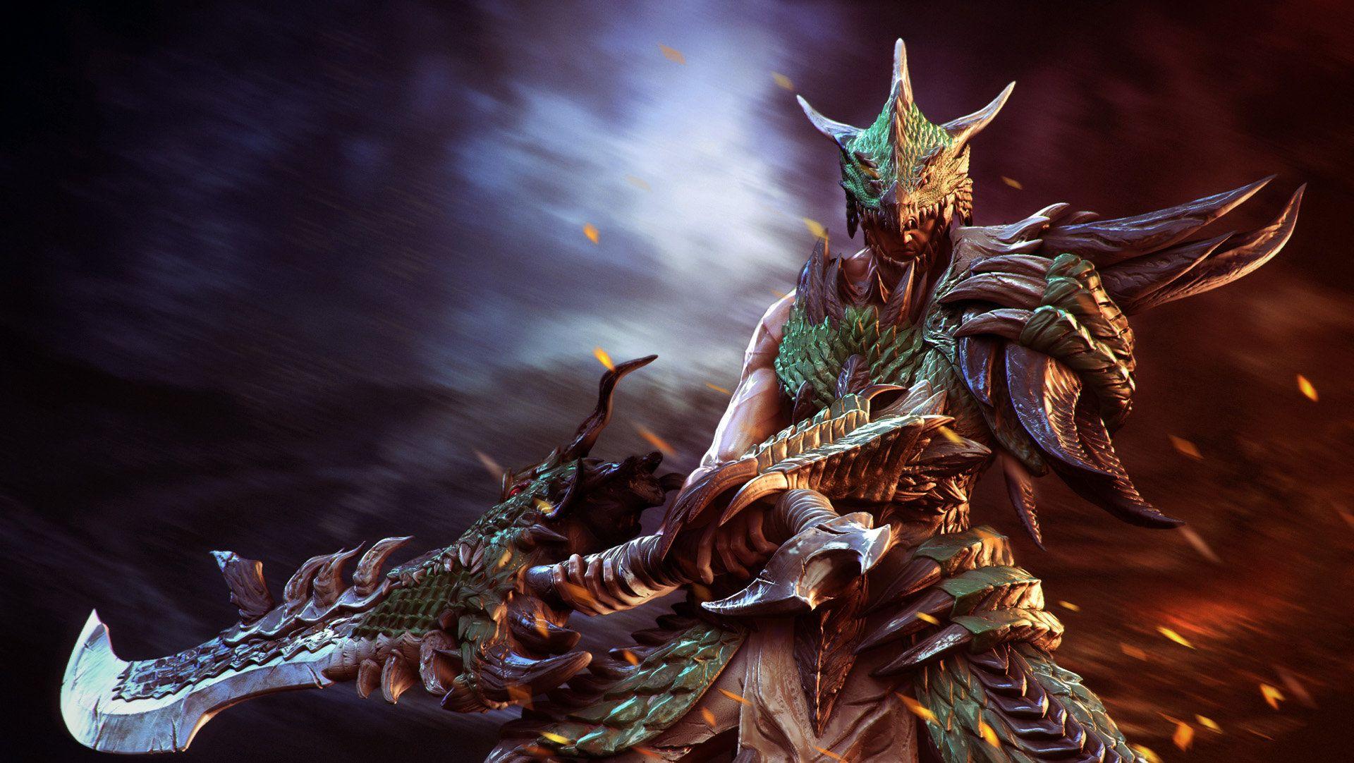 1920x1082 Monster Hunter fan art, Zhang Yimin. Warriors wallpaper, Monster hunter, Dragon armor