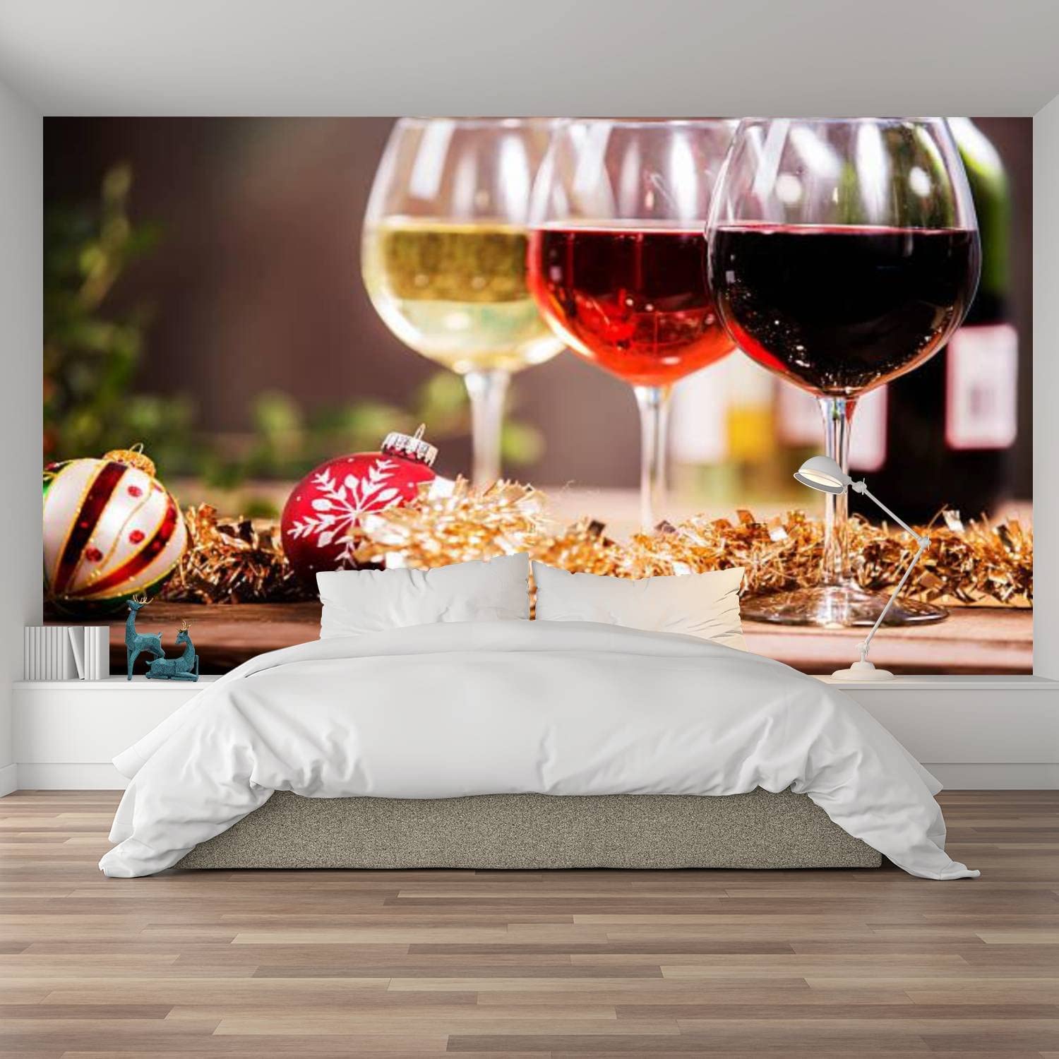 1500x1500 Peel and Stick Wallpaper Wine Glasses on Rustic Outdoor Dining Table Christmas Ornaments Removable 3D Wall Murals Decal for Bedroom Living Room Bathroom Decor Self Adhesive Sticker Wallpaper : Amazon.ca: Tools