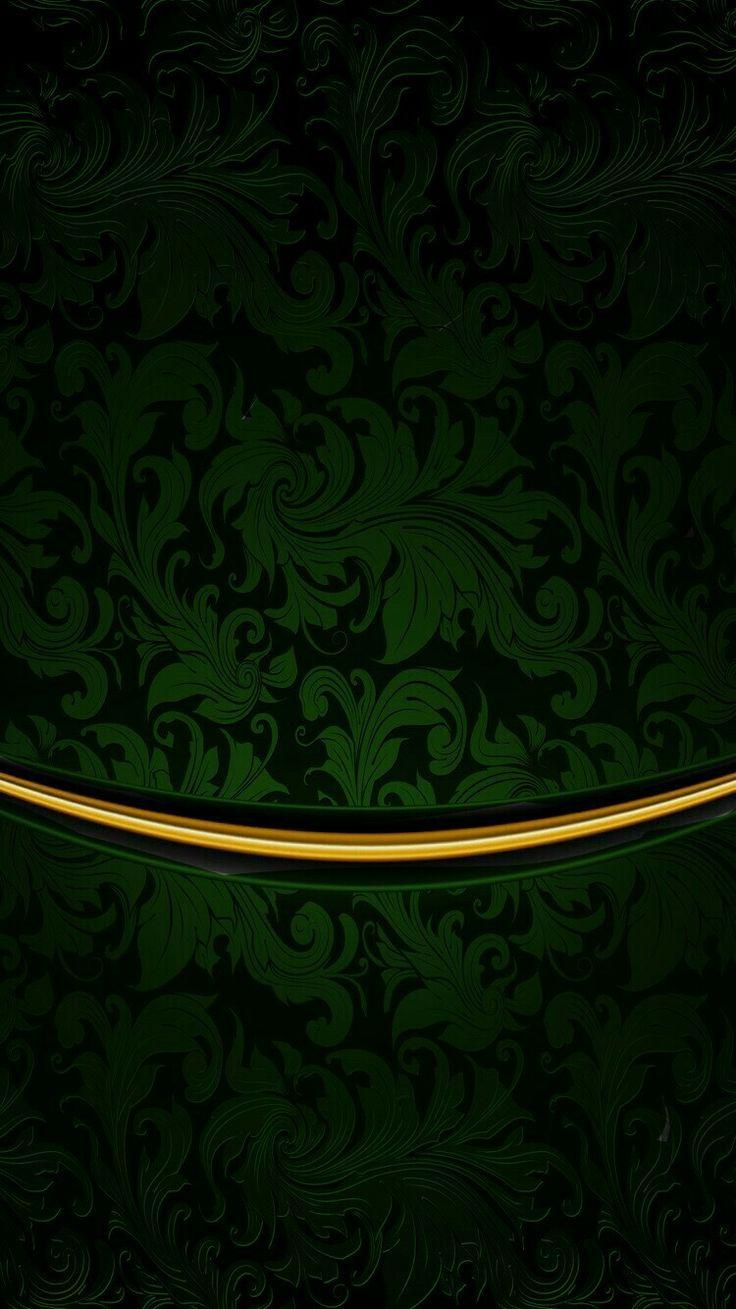 736x1309 Luxury Dark Green Wallpaper with Gold Trim. Decorative wallpaper for home, Elegant green wallpaper, Floral