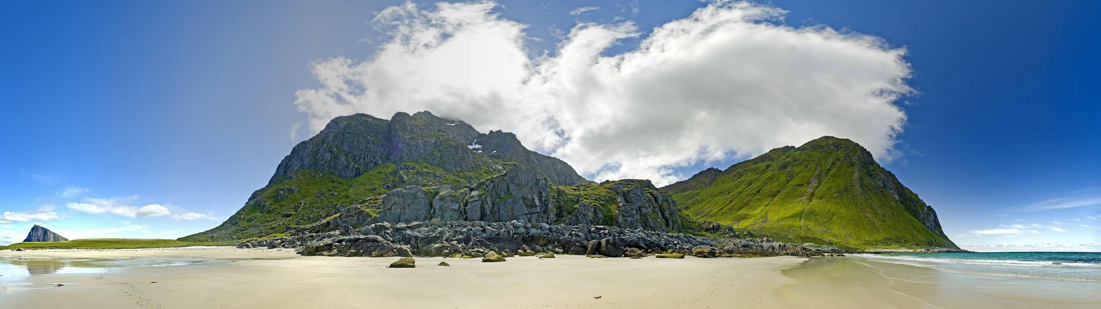 3840x1080 Sand Beach Island Dual Screen Wallpaperx1080